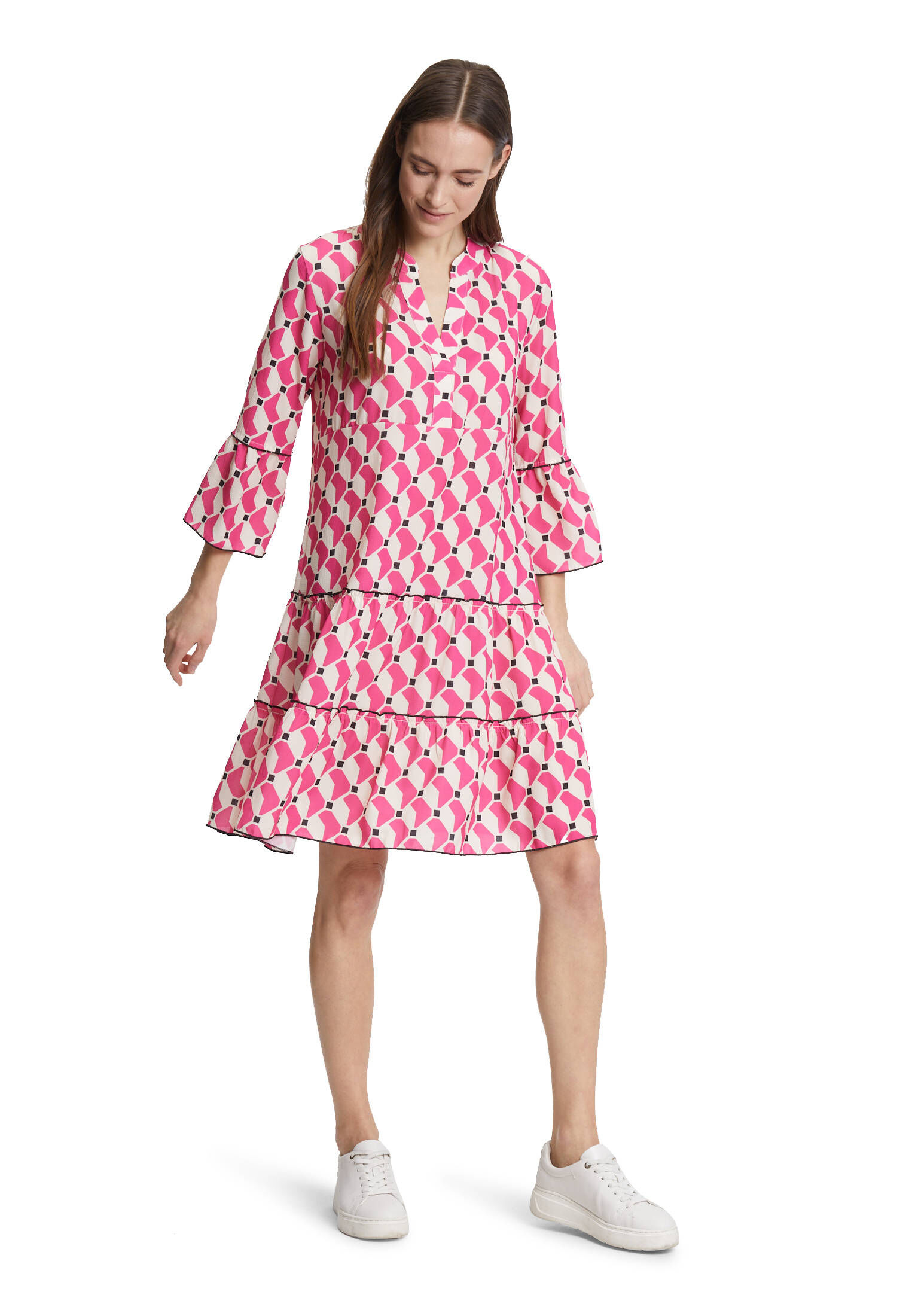 Star Vixen Damenkleid Mit Wickeloptik – Kurzärmlig, Mit Kontrastgürtel, Pflegeleichtes ITY-Strick
