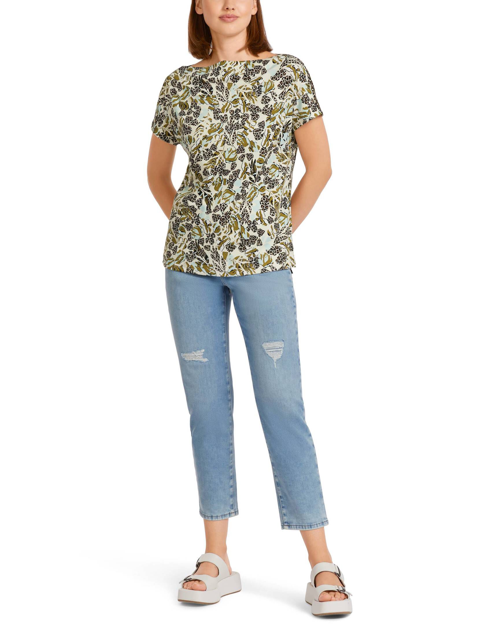 Marc Cain Collections Women's Stretch Cotton T Shirt In White AC 48.27 J15 Col 100