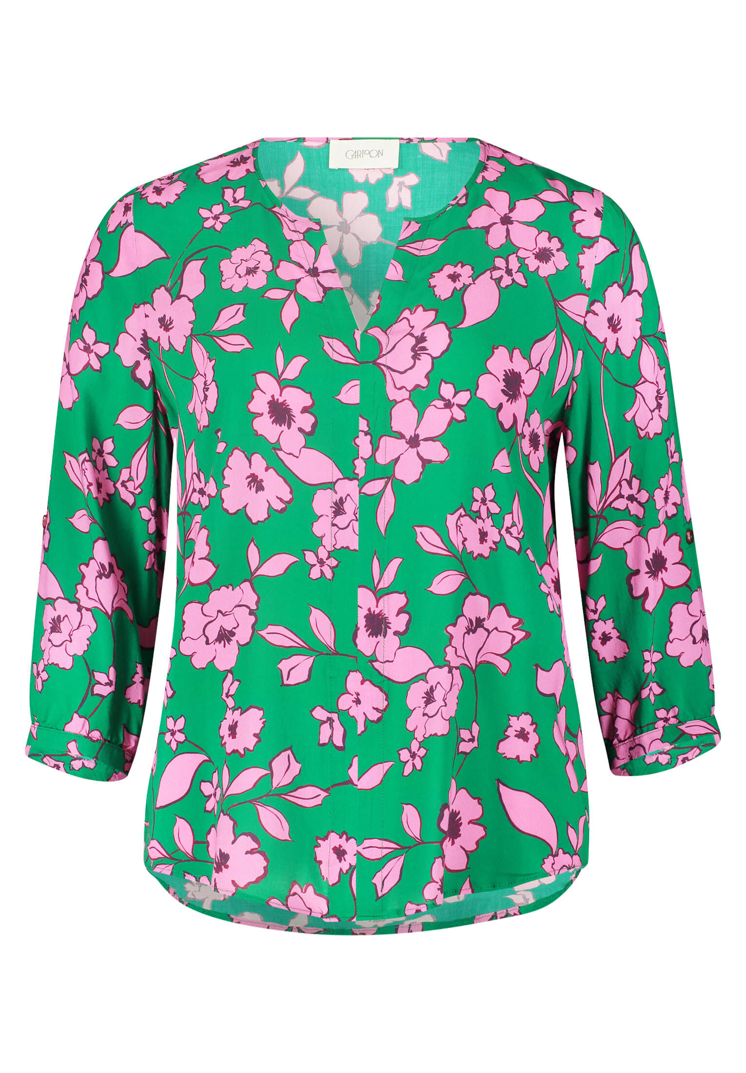 Cartoon Damen Bluse Mit Muster & Dekorativer Kette – Lässige Passform, 60 Cm Länge, 100% Viskose