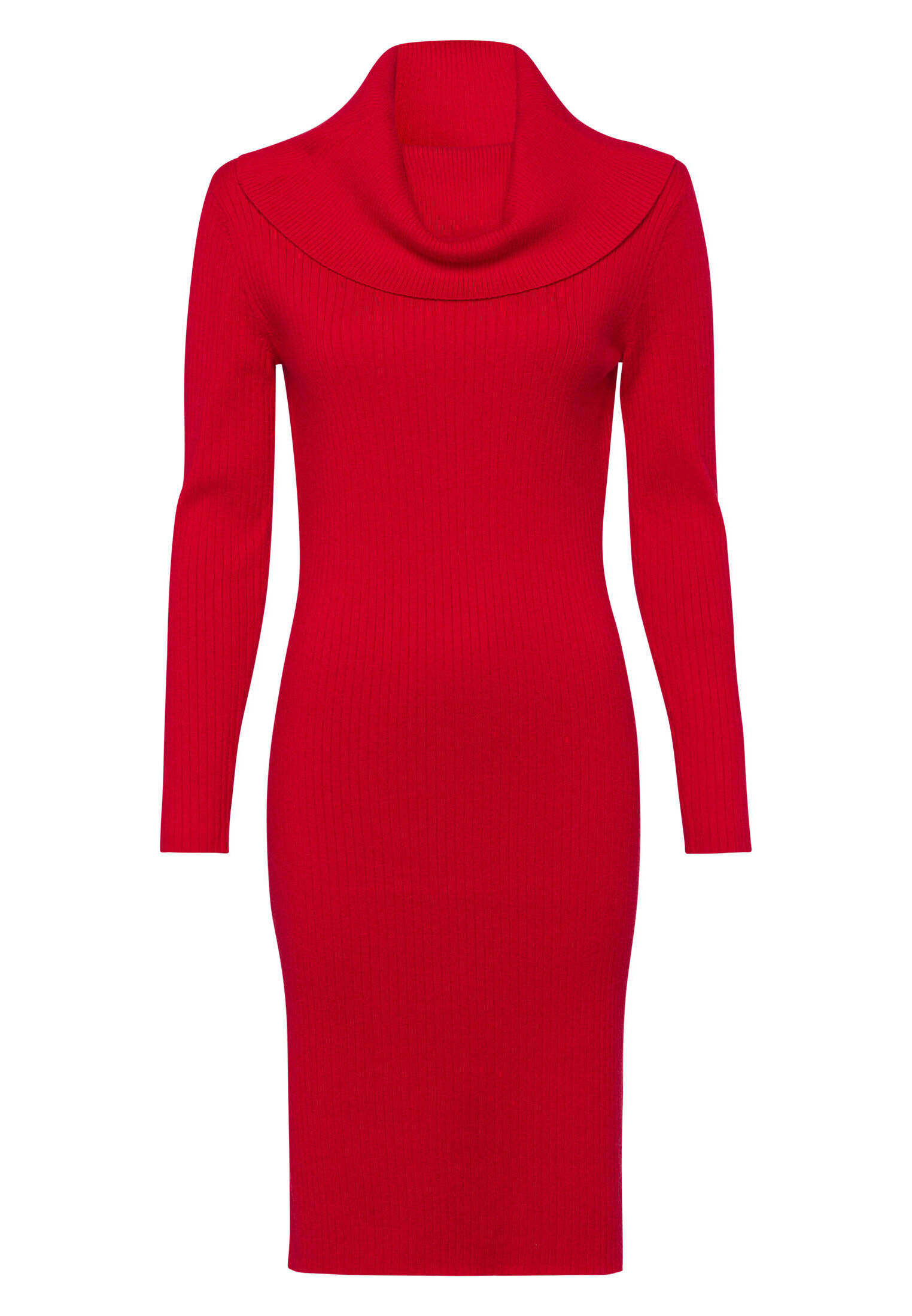 strickkleid mit rollkragen beige