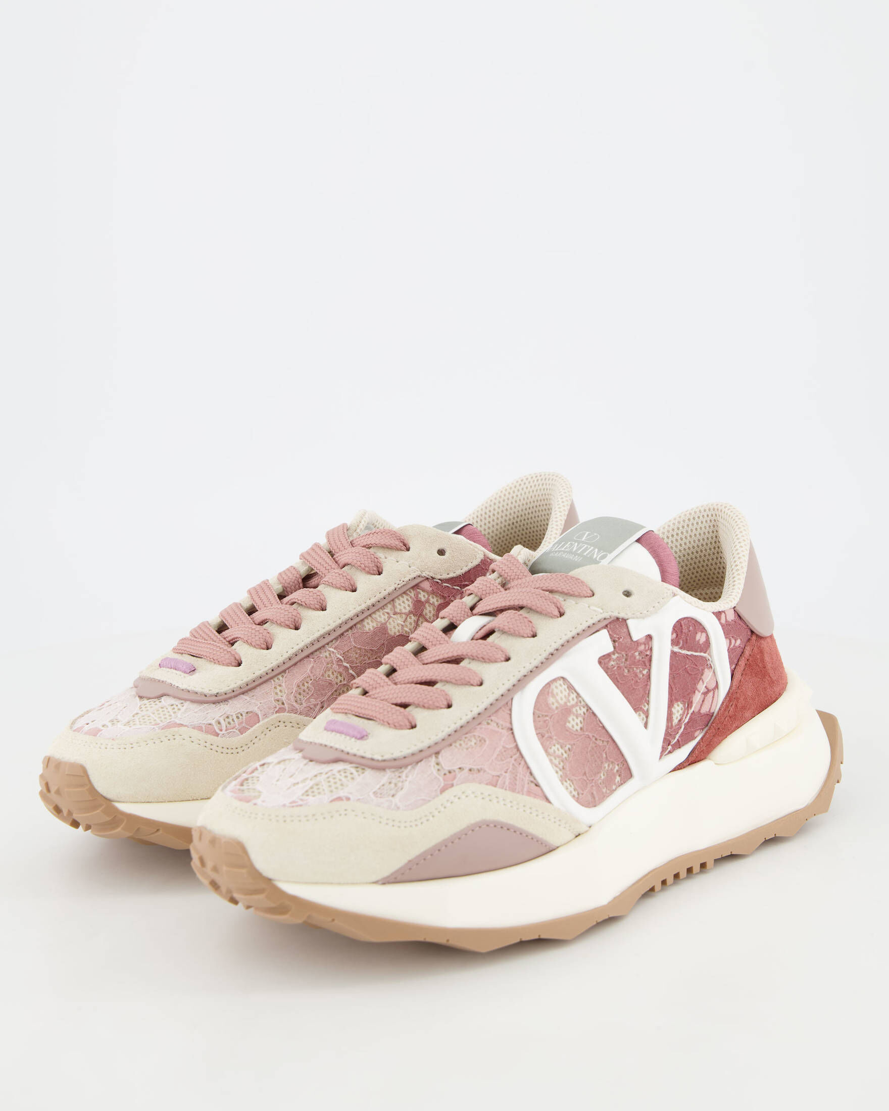 Lace And Mesh Lacerunner Sneaker In Pink Mix Red Orange 994618