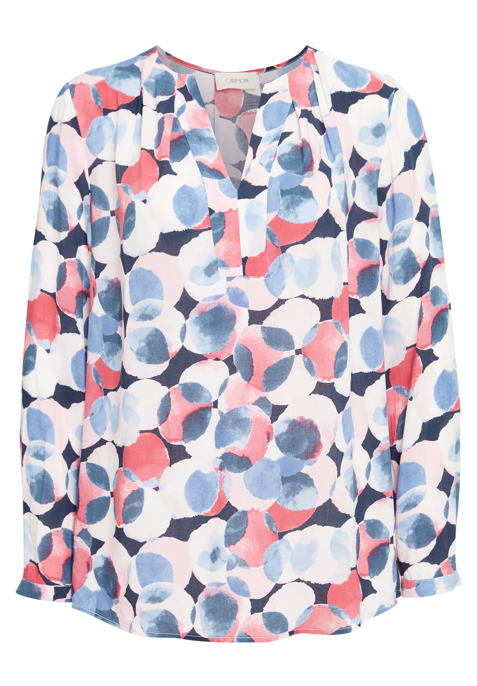 Cartoon Damen Casual-Bluse Mit Knöpfen – Lässiger Schnitt, 3/4-Ärmel – Perfekt Für Den Alltag