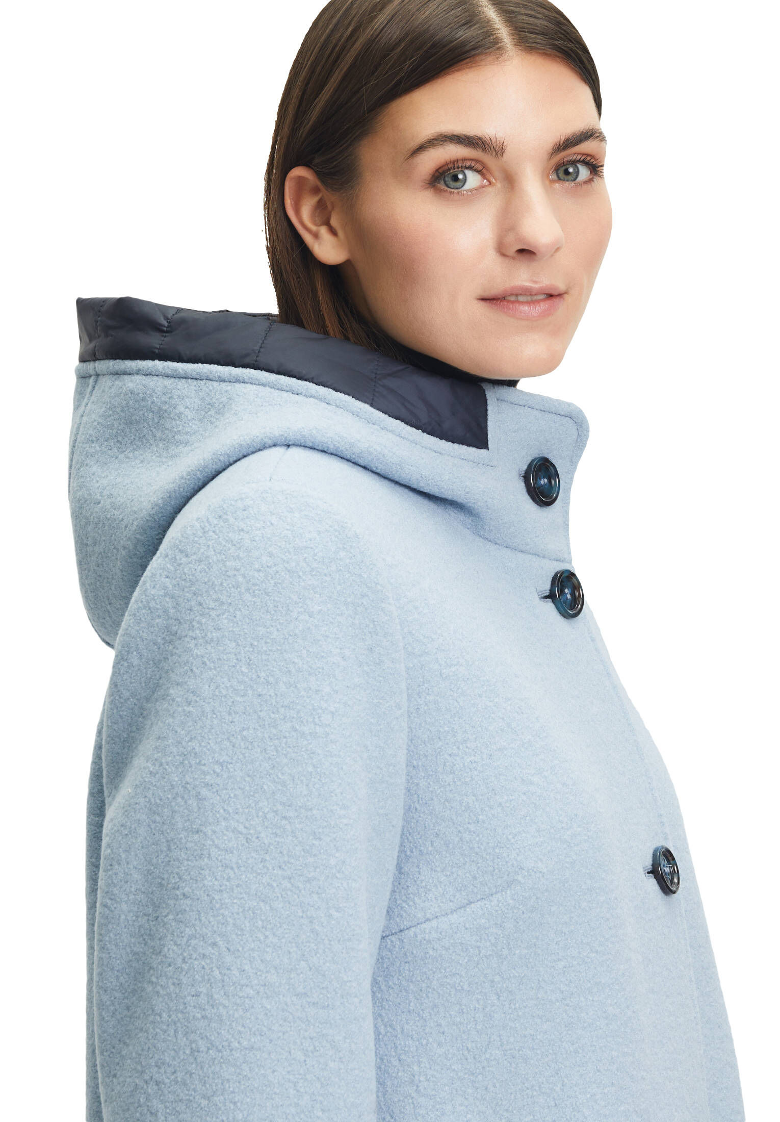 Gil Bret Damen Wolljacke Mit Kapuze – Bouclé-Wollmischung, Sportiv-modern, Reißverschlusstaschen