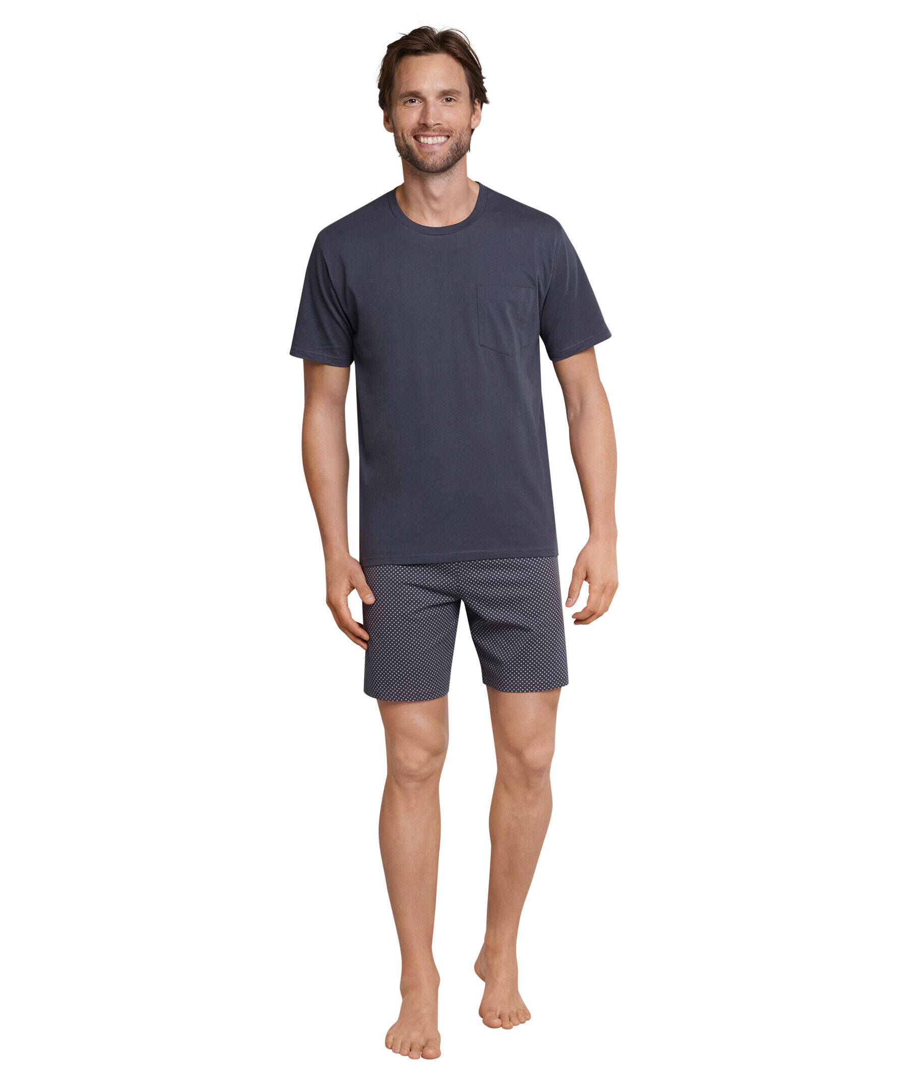 Schiesser Herren Schlafanzug 2-teilig - Kurz V-Ausschnitt Pyjama Für Frühjahr & Sommer