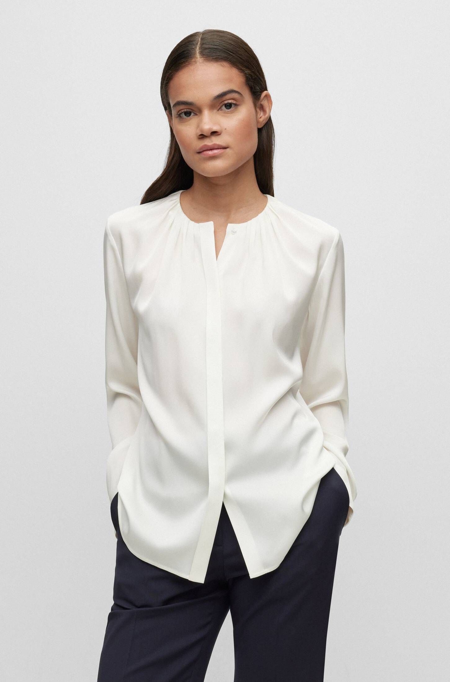 Damen Bluse aus Stretchseide BANORAH Langarm