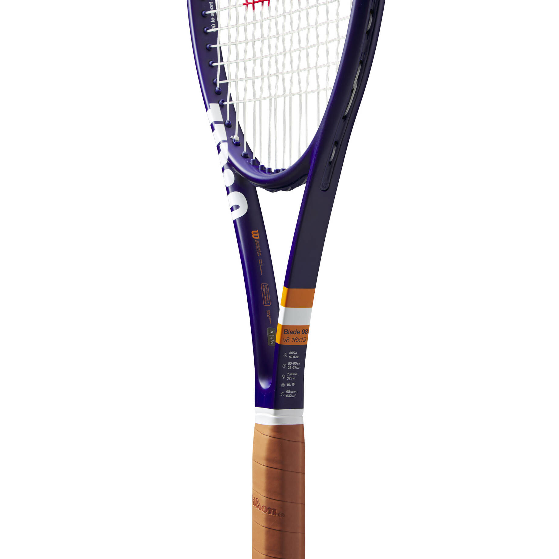 Poignée De Raquette Wilson Blade 98 V8 - Taille De Grip 4 3/8, Modèle 16x19, Occasion