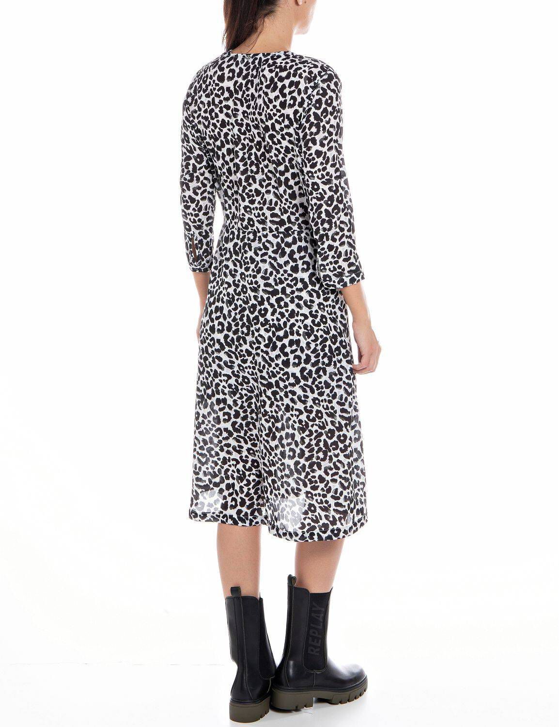 Replay Damen Sweatshirtkleid mit Strasssteinen / Baumwolle / schwarz