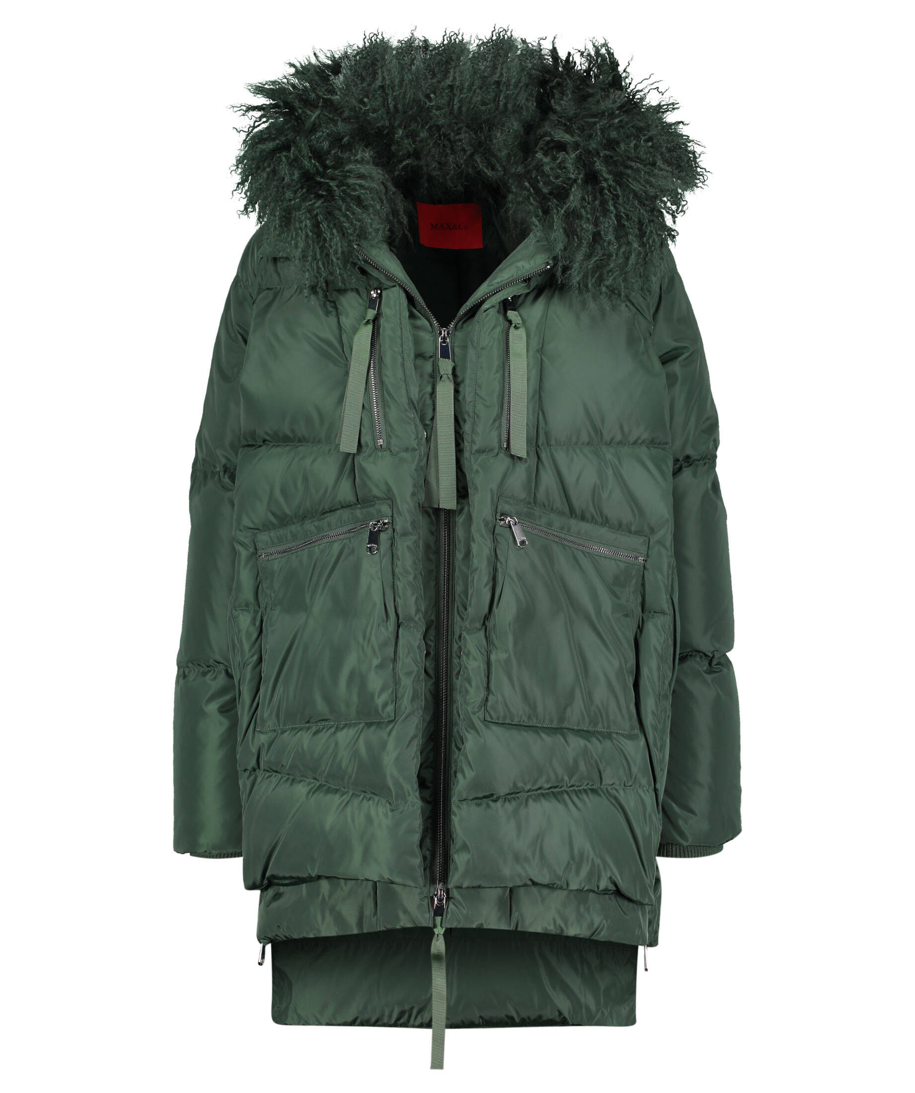 MAX&CO MUGHETTO DOWN HOODED FUR ZIP COAT 38 マックス&コー
