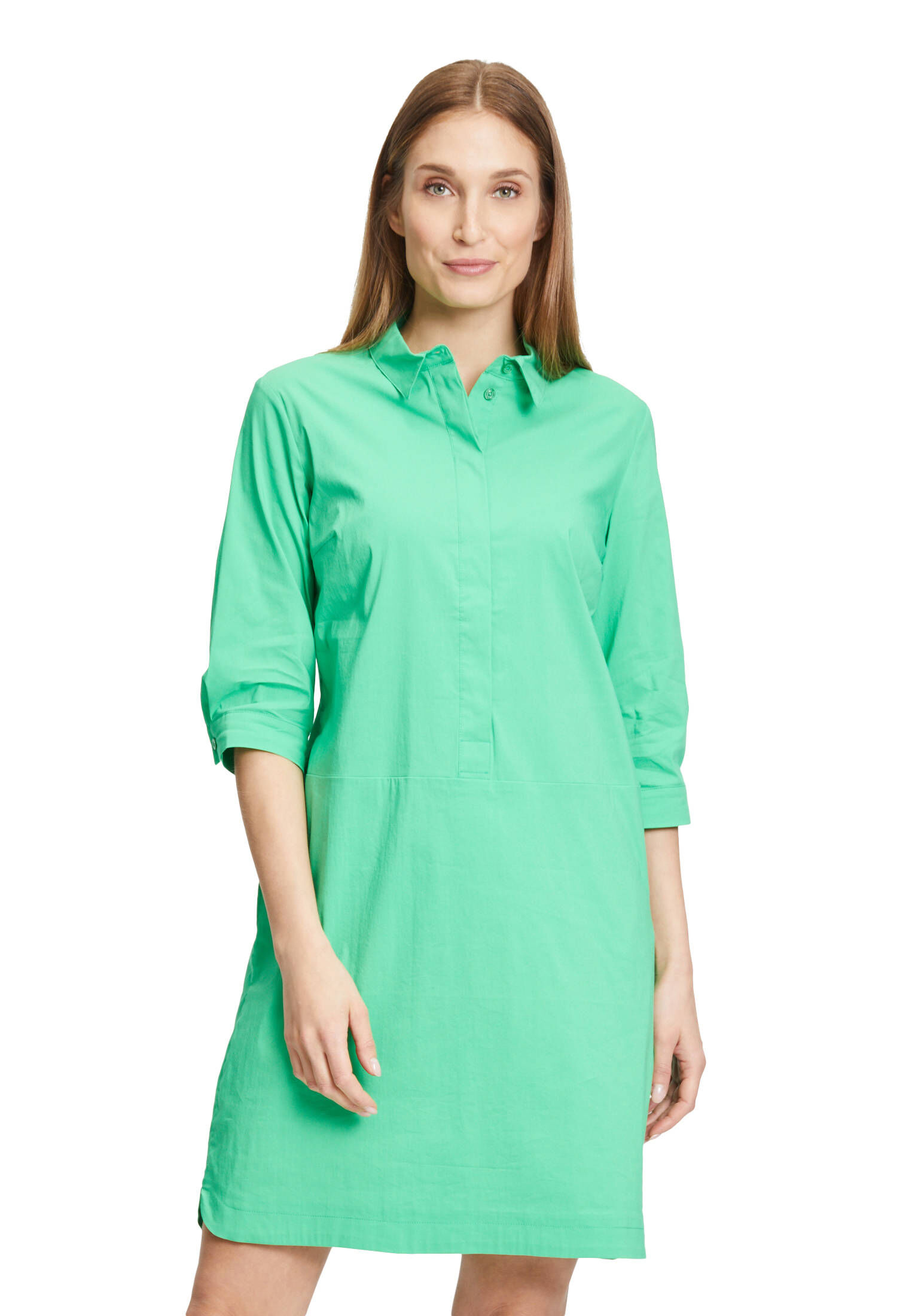 Gestreiftes Hemdblusenkleid Damen - Baumwollleinen Etuikleid Mit Knopfleiste