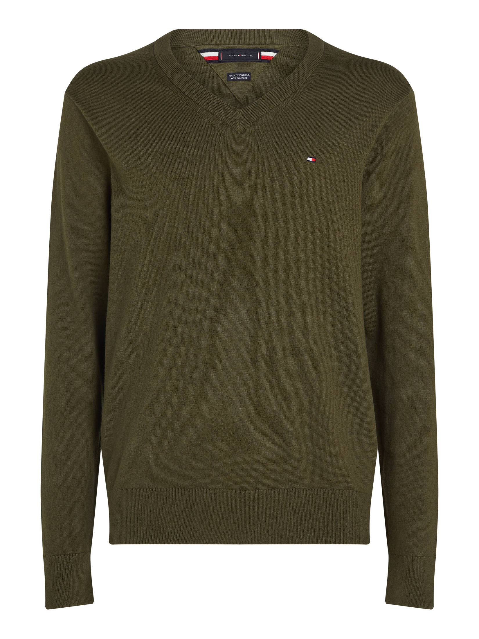 Tommy Hilfiger Herren Pullover aus Baumwolle ud Kaschmir in grün