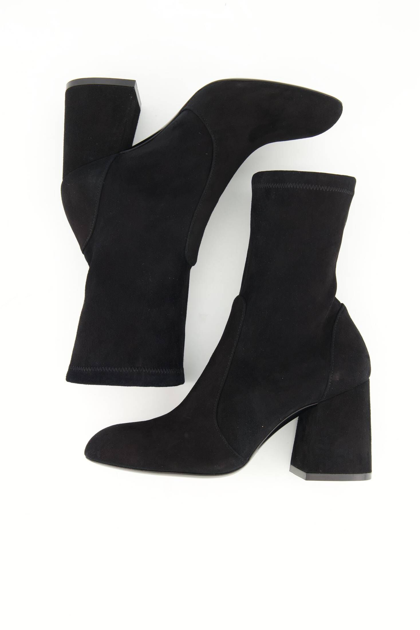 Essentials Damen Stiefeletten Aus Stretch-Strick - Bequeme Stiefel Mit Blockabsatz