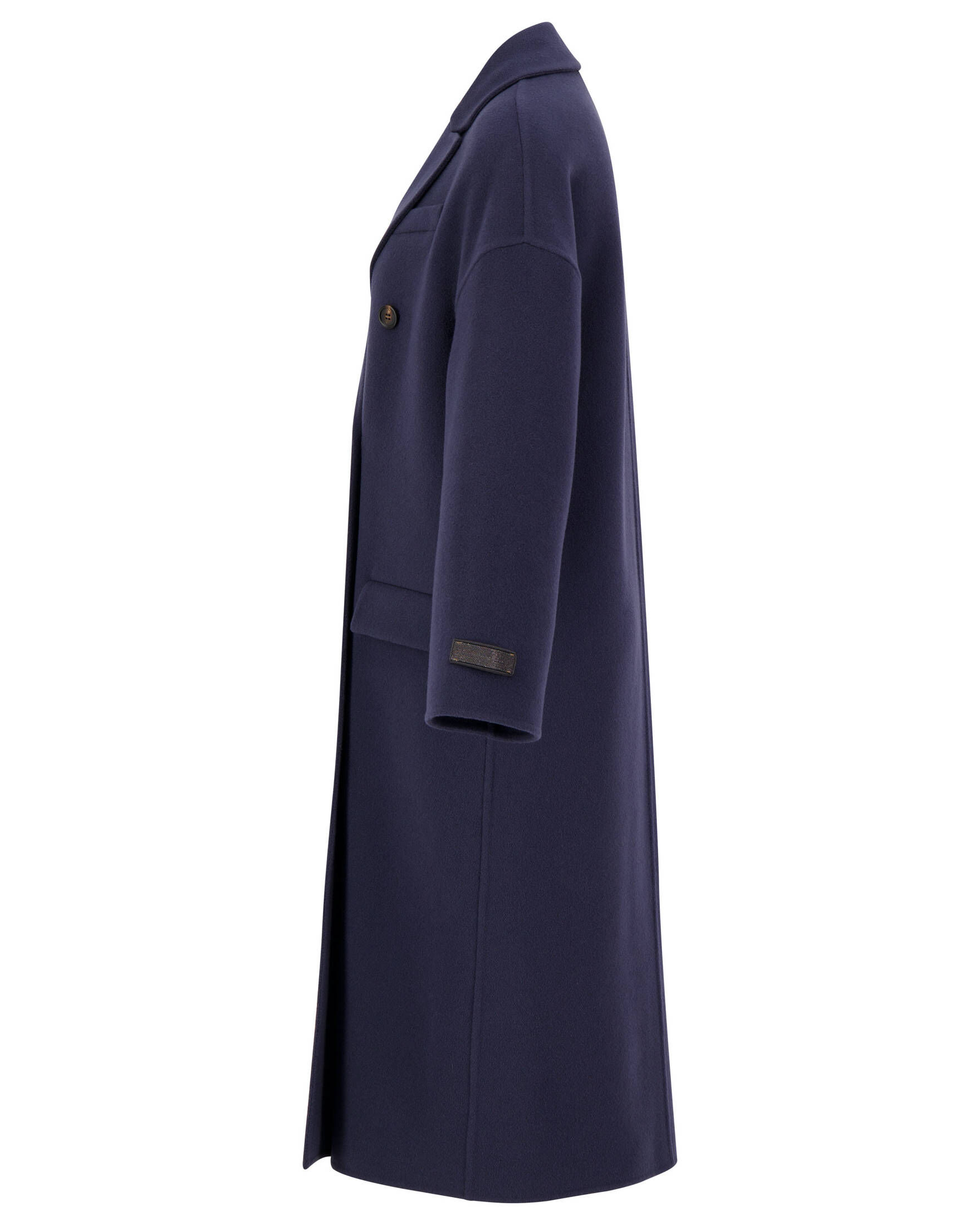 Generisch Wollmantel Damen Lang Im Trenchcoat-Stil Eleganter Doppelreihiger Mantel Mit Umlegekragen In übergrößen Winddichter Wintermantel Für Herbst Und Winter (Black, M