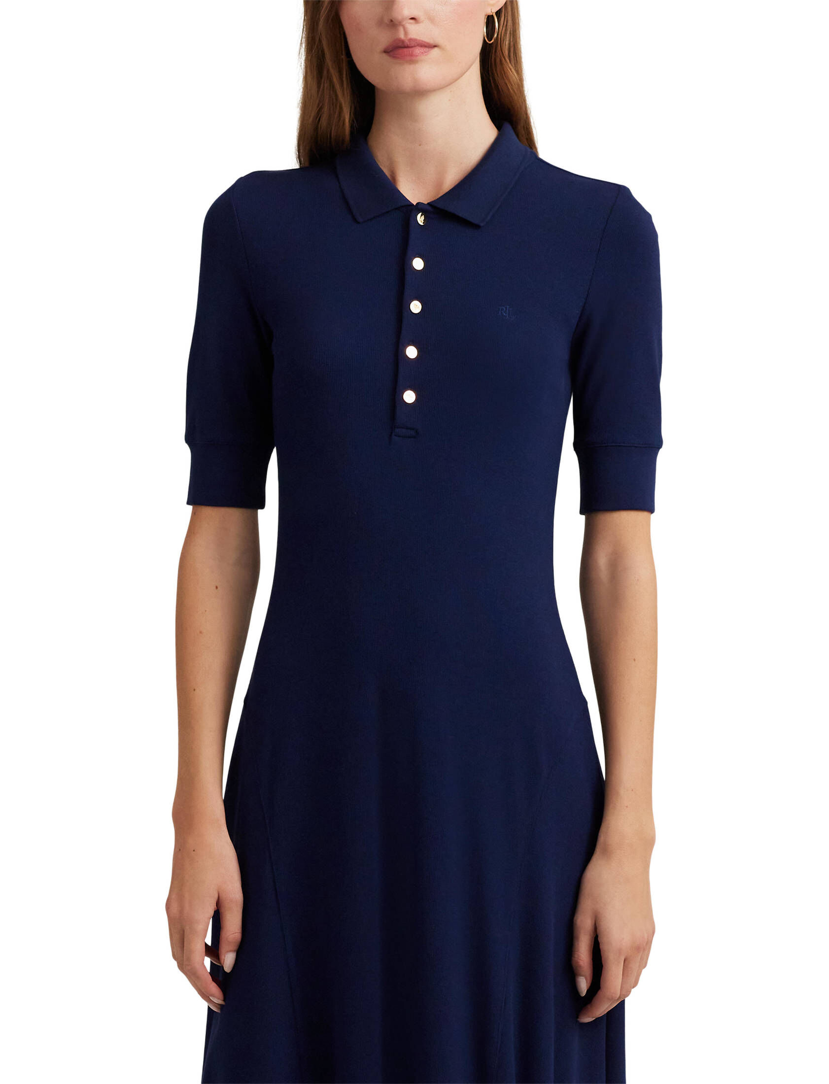 Damen Oversize Kurzarm Polokleid