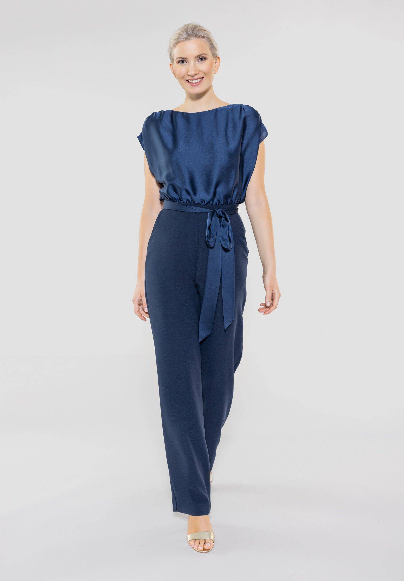Damen Jumpsuit Baumwolle Künstlerisch Elegant mit Taschen