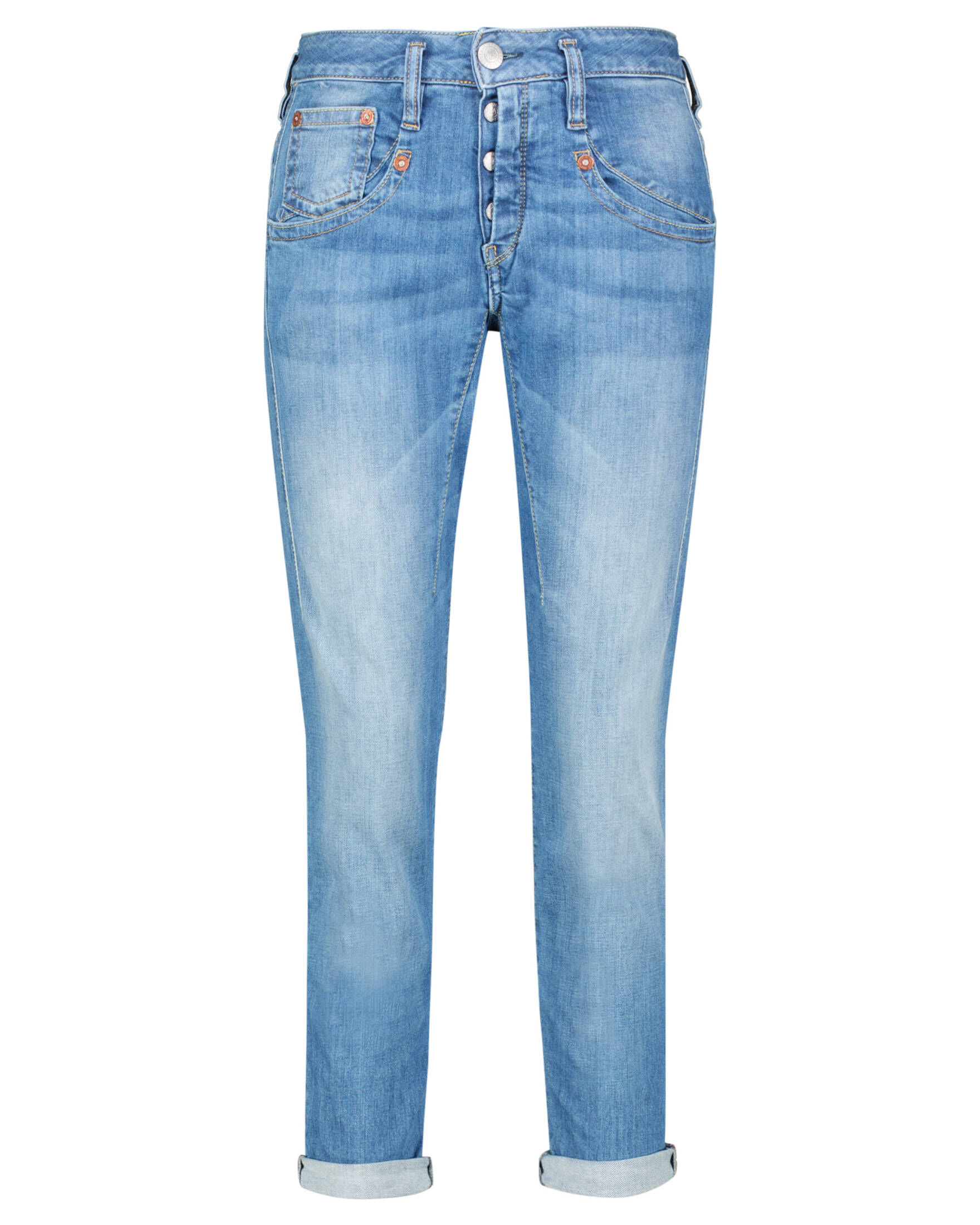 Herrlicher Jeans SHYRA Cropped In Cotone Biologico – Vestibilità Boyfriend – Blu Medio