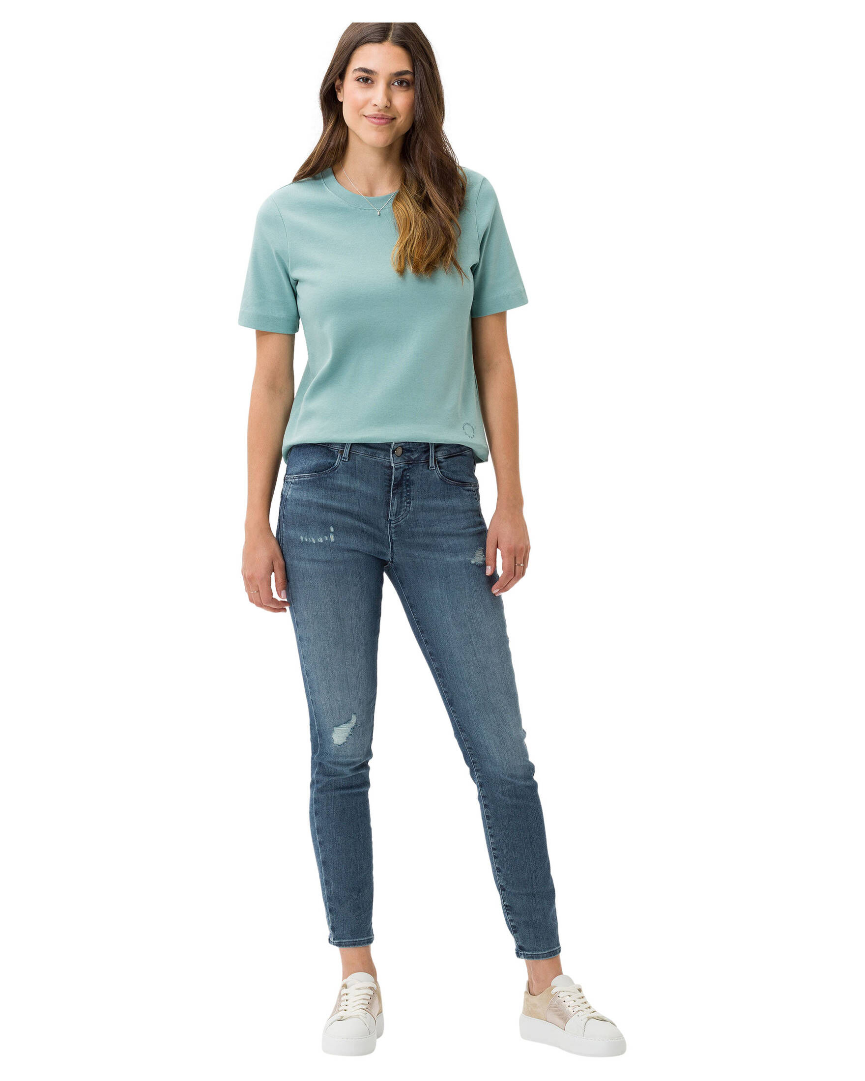BRAX Ana Sensation Damesjeans, Broek, Duurzame 5-pocket-skinny Jeans met Push-up-effect, Gebruikte Regular Blue 1, 34W 30L