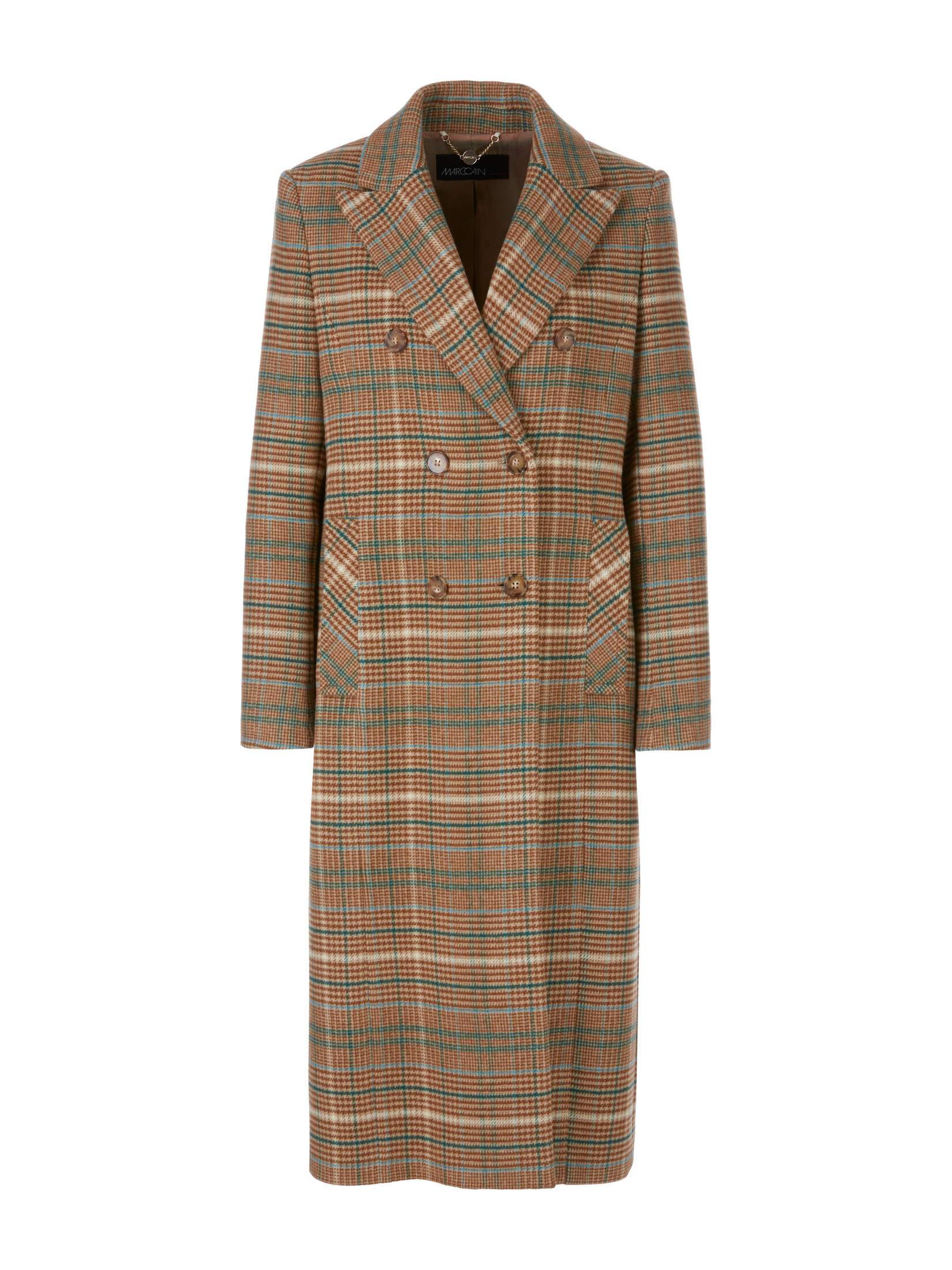 Classic Coat Tom Tailor Karierter Mantel Wollmantel Braun Lang