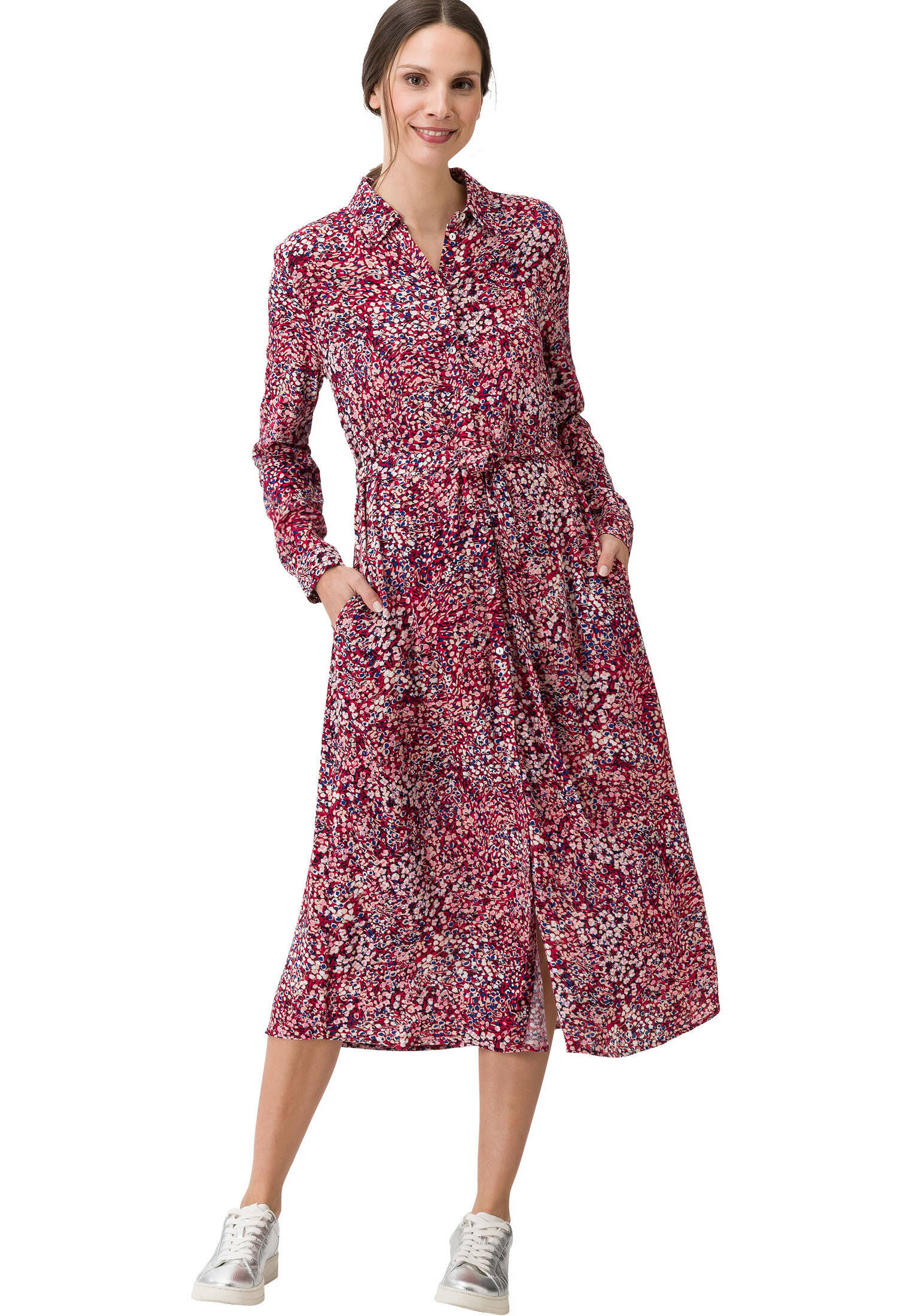 Damen Maxi T-Shirt Kleid Sommer 2025 - Slim Fit Mit Bindegürtel Armeegrün