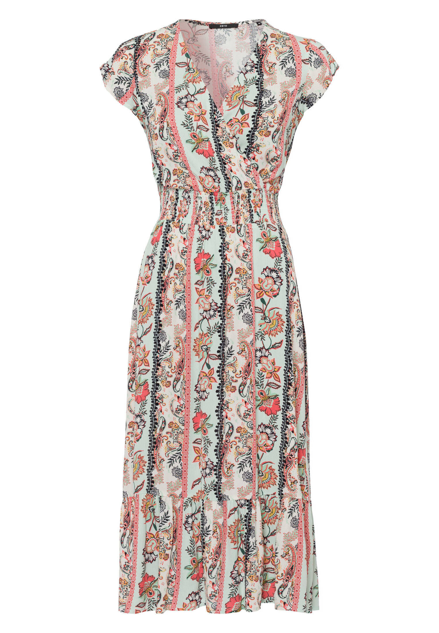 Damen Glanz-Midikleid - Stehkragen mit Ballonärmeln