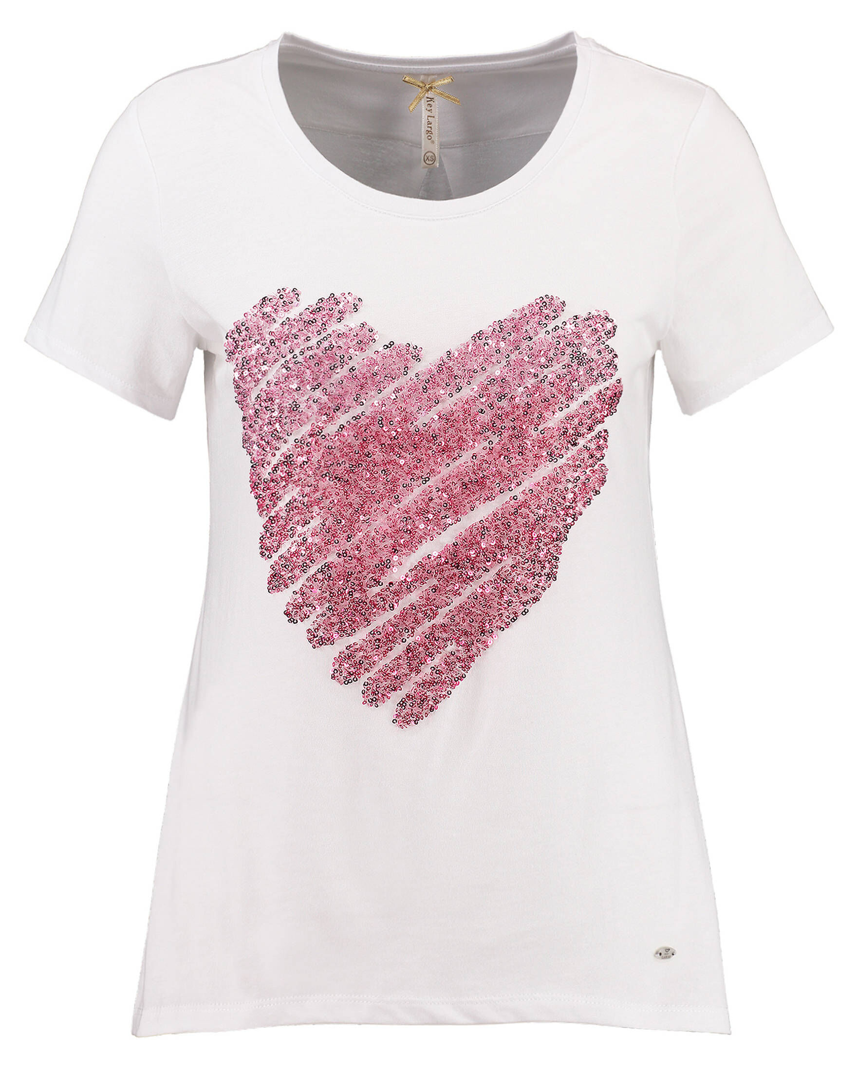 KEY LARGO Damen T-Shirt 'Heidi Round' – Weiches Ripp-Strickmaterial, Mit Markenlogo, Vielseitig Kombinierbar
