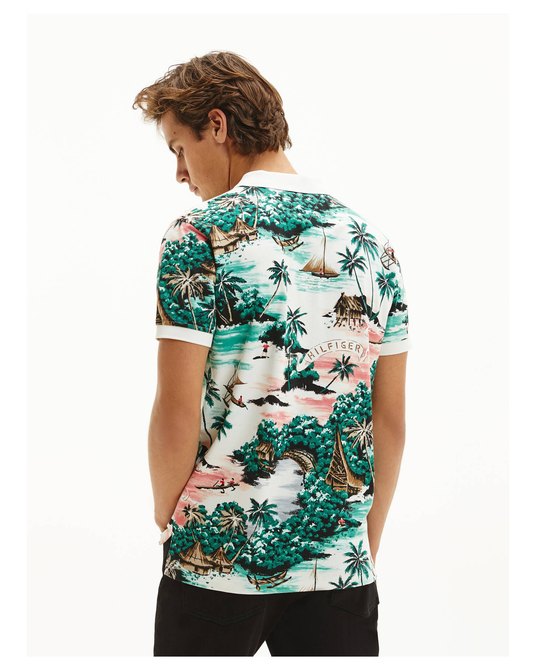 gaffel statisk har taget fejl Herren Poloshirt "All Over Hawaiian Print Polo" Regular Fit