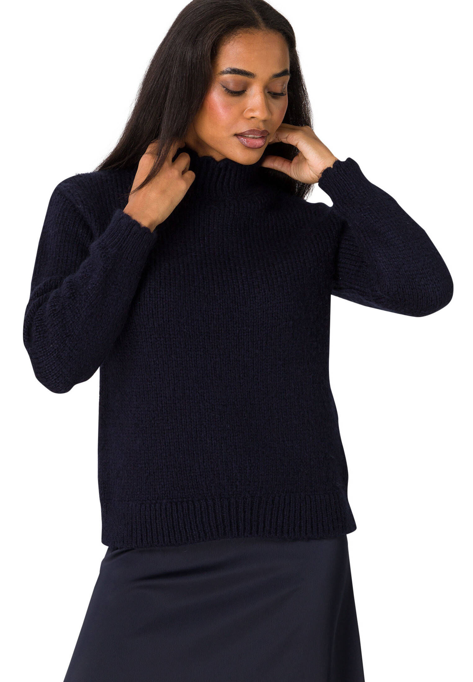 Zero Damen Pullover Mit Stehkragen - Strukturierter Strick Für Kalte Tage