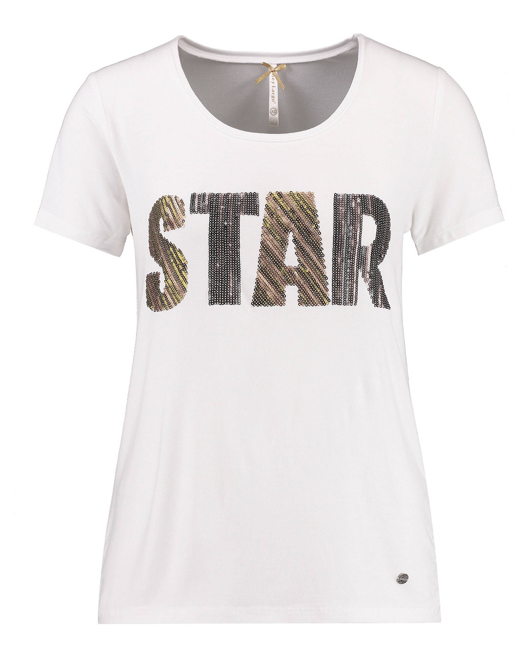 KEY LARGO Damen T-Shirt Round Neck | Lockere Passform | Künstlerischer Print | Baumwollmischung