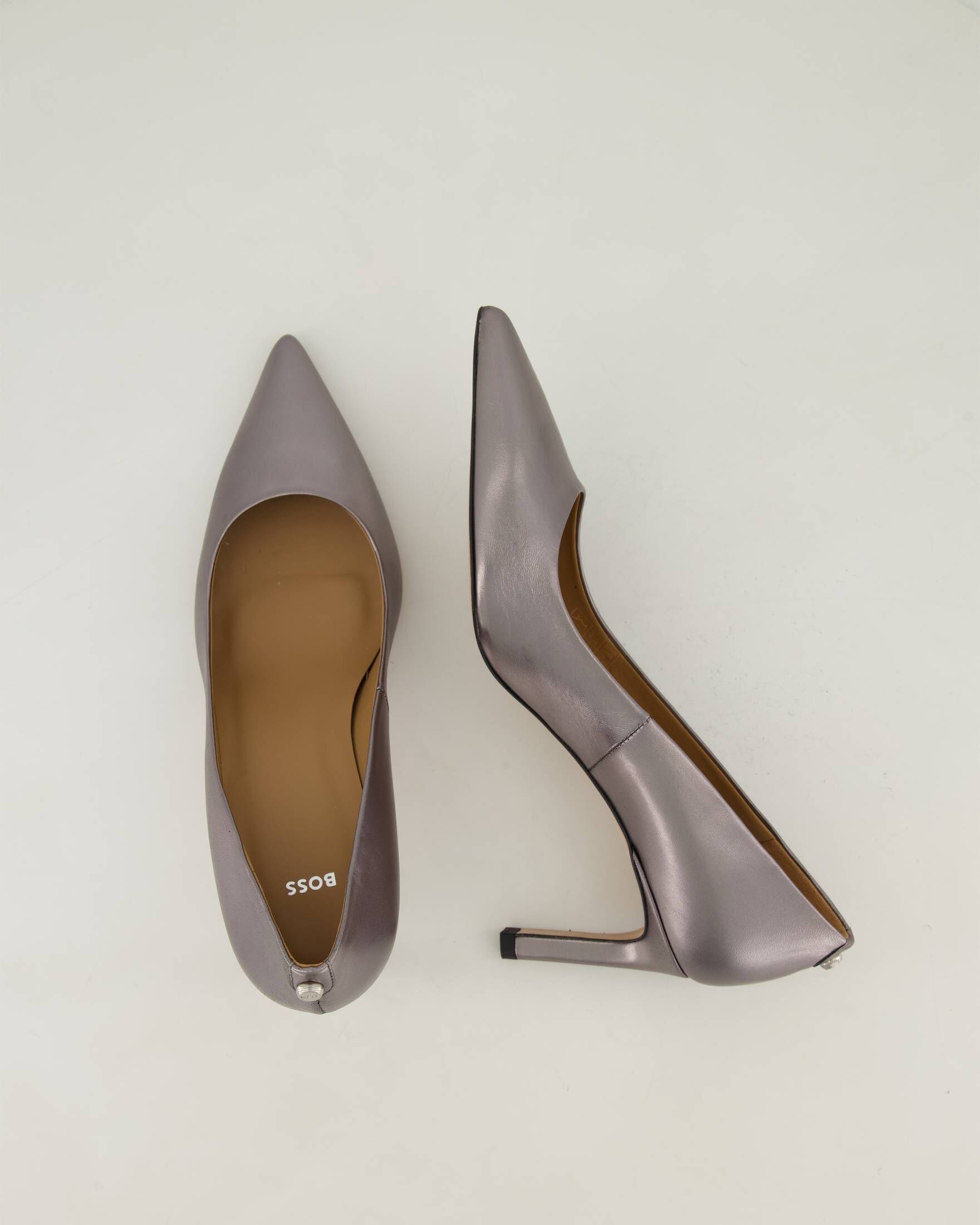 BOSS Isobel_pump70_SD - Pompa Donna In Pelle, Tacco 70mm, Colore Nero, Suola In Gomma, Chiusura Slip-on