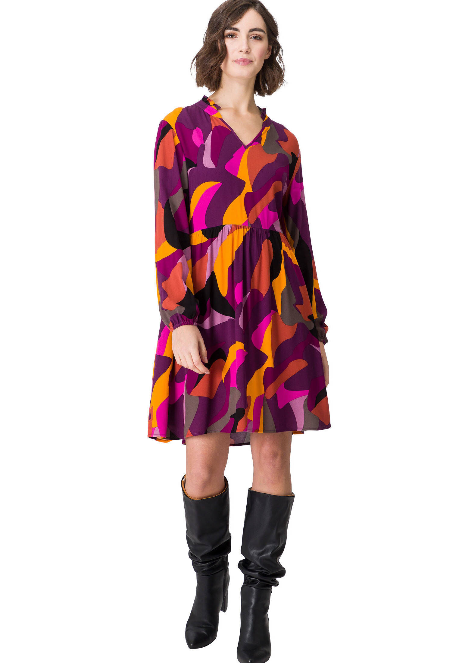 APART Fashion Women's Apart Stylishes Damen Kleid, Sommerkleid, Nachtblau, Türkisem Ripsband, Mit Volants, A-Form Dress, Midnight Blue, 36 : Buy Online At Best Price In KSA - Souq Is Now