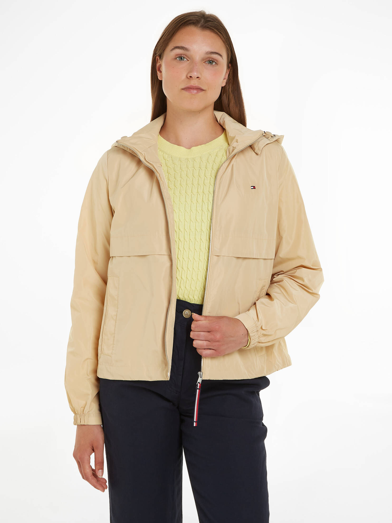 LCDIUDIU Damen Windjacke Mit Kapuze - Leichte Übergangsjacke In Beige