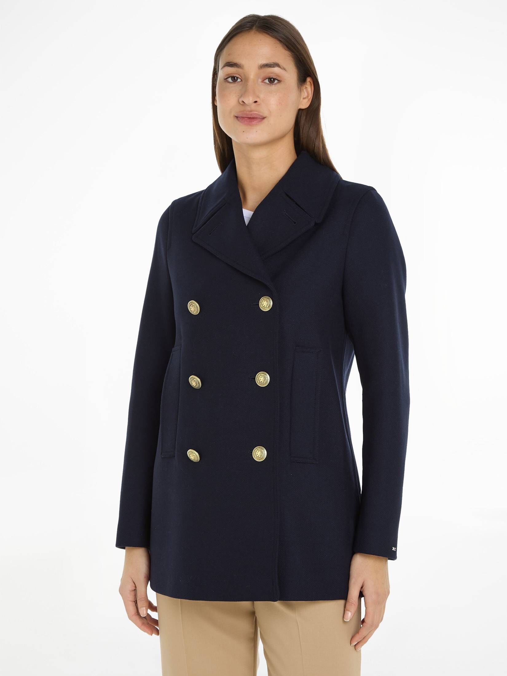 Cabanjacke Damen Wolle Blau