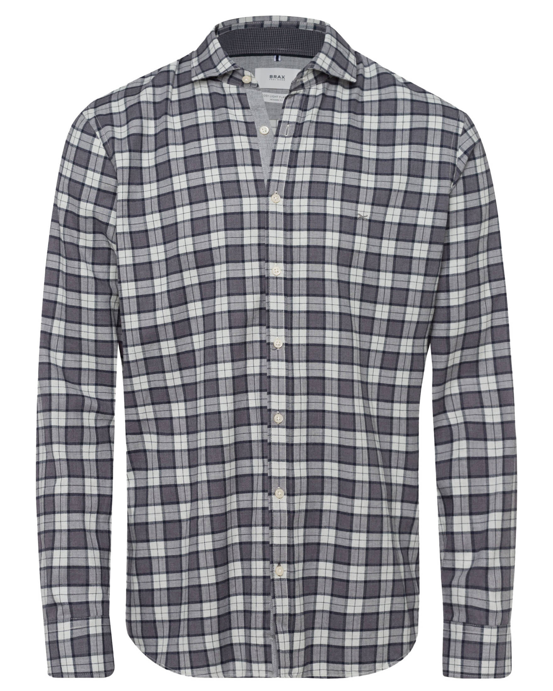 BRAX Leicht-Flanell Hemd Daniel Grau Kariert Modern Produktbild-Vorschau 6