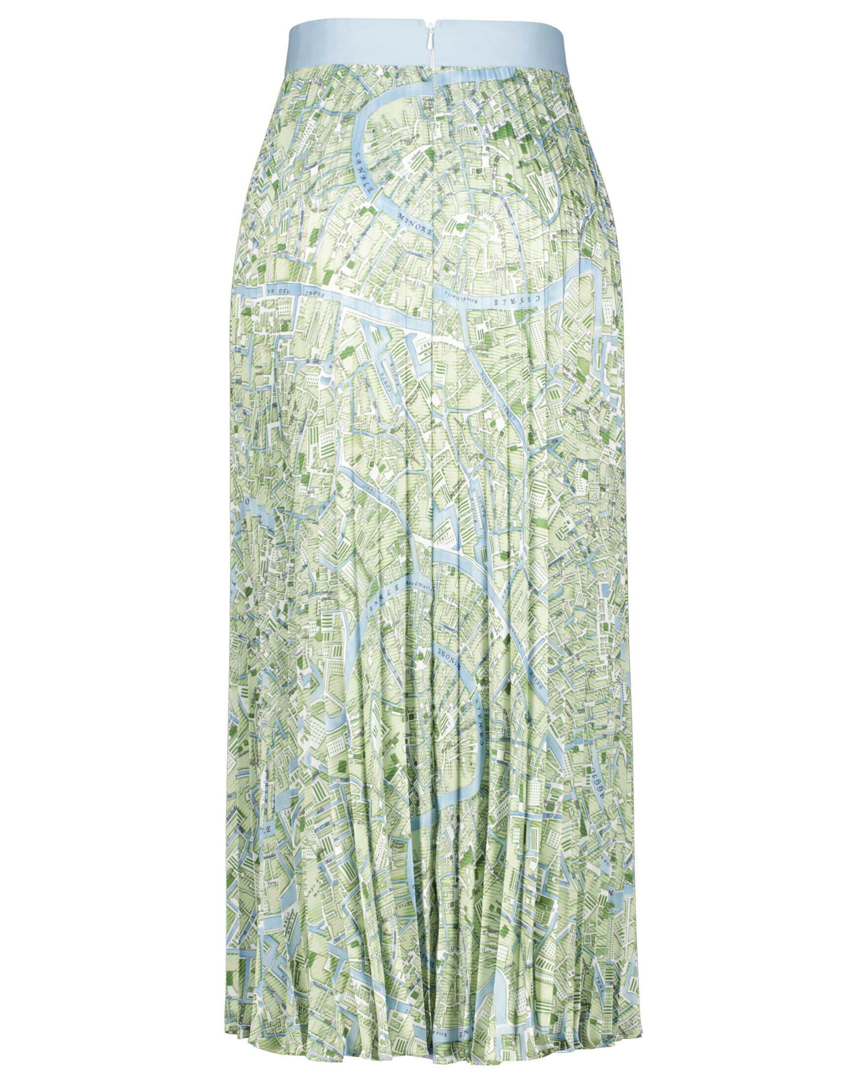 DISSA Damen Plisseerock Bedruckt - Midirock Mit Hoher Taille, 83cm Länge