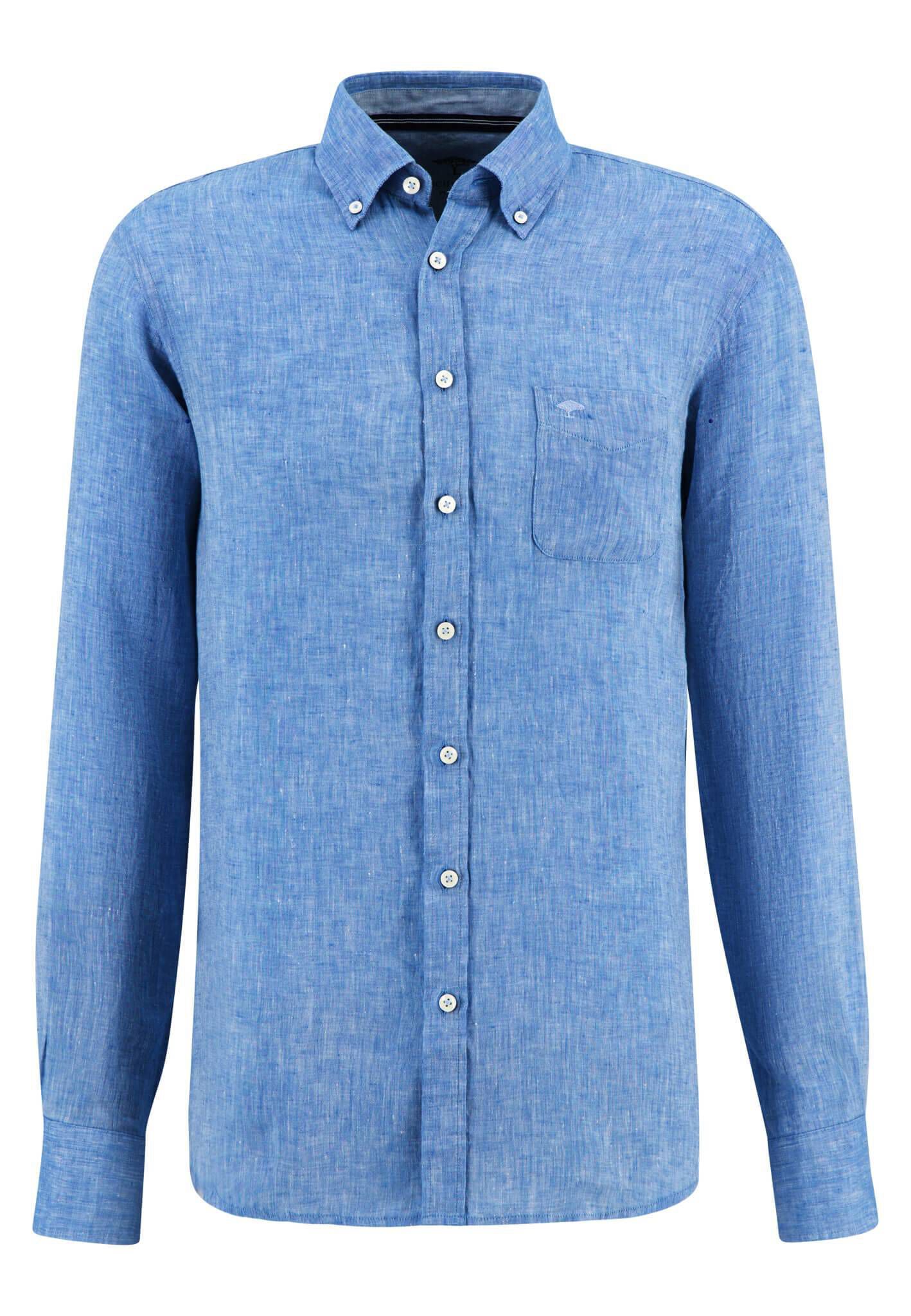 Italienisches Design Oxford Blau Floral Doppelkragen Smart Casual Langarm Formal Hemd, Blauer Blumenkragen, L