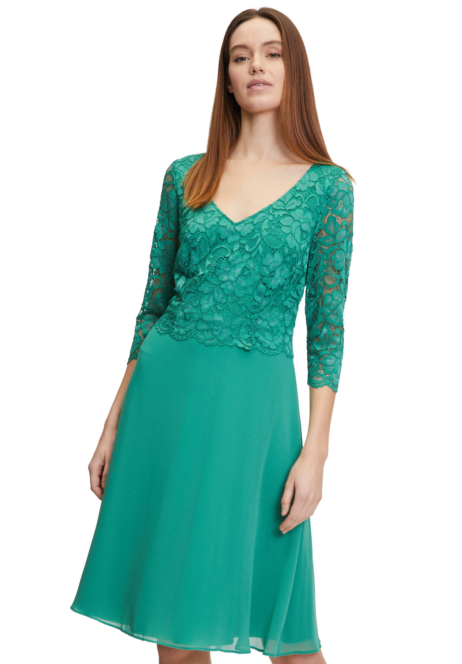 Vera Mont Damen Cocktailkleid Mit Rüschen - Ärmelloses Chiffonkleid Für Besondere Anlässe