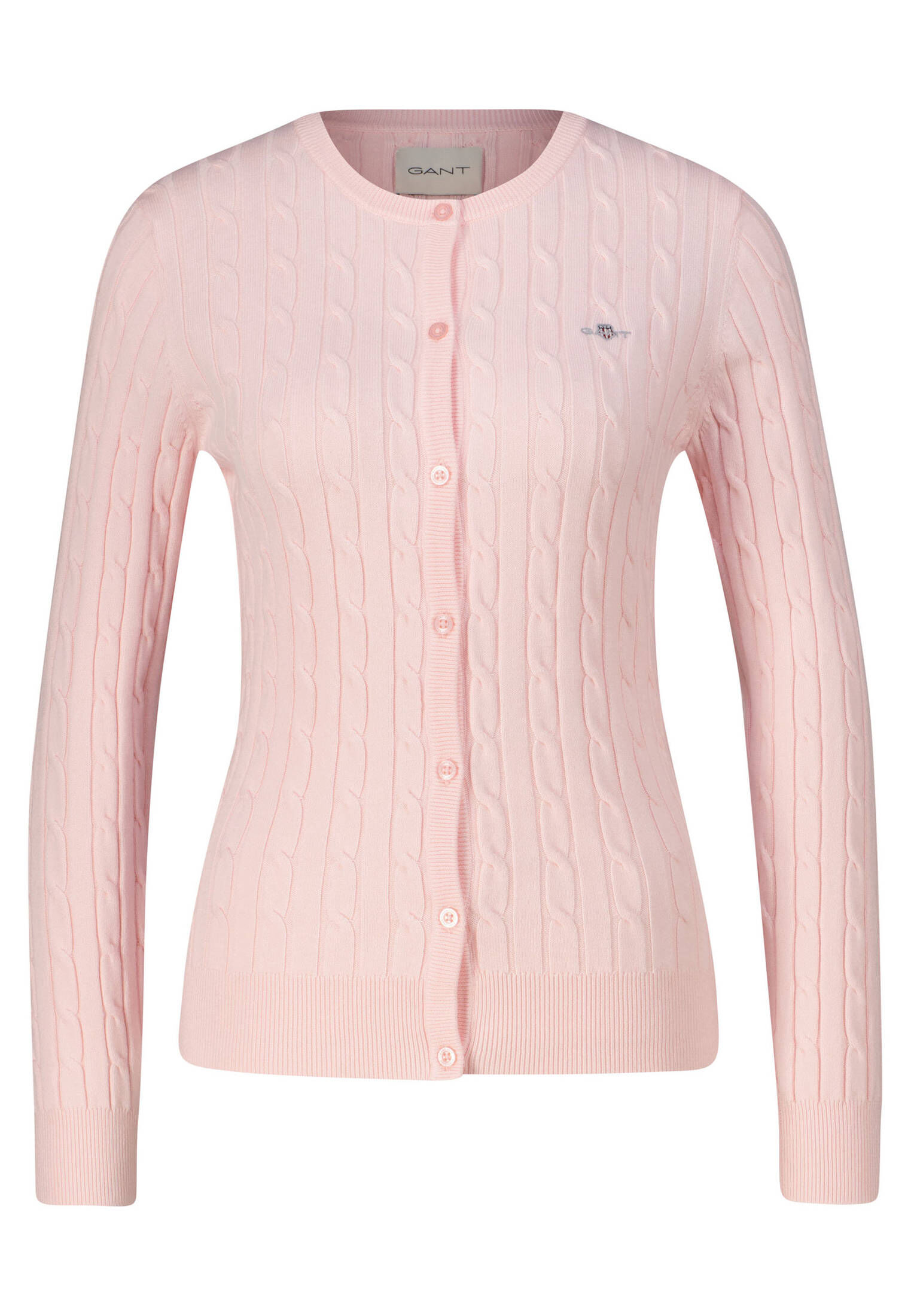 Gant Damen Strickjacke mit Zopfmuster STRETCH COTTON CABLE CARDIGAN Slim Fit
