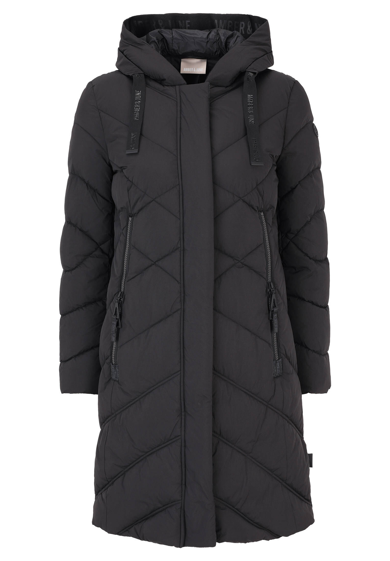 Steppmantel Schwarzer Wintermantel Mit Kapuze Damen Kapuze