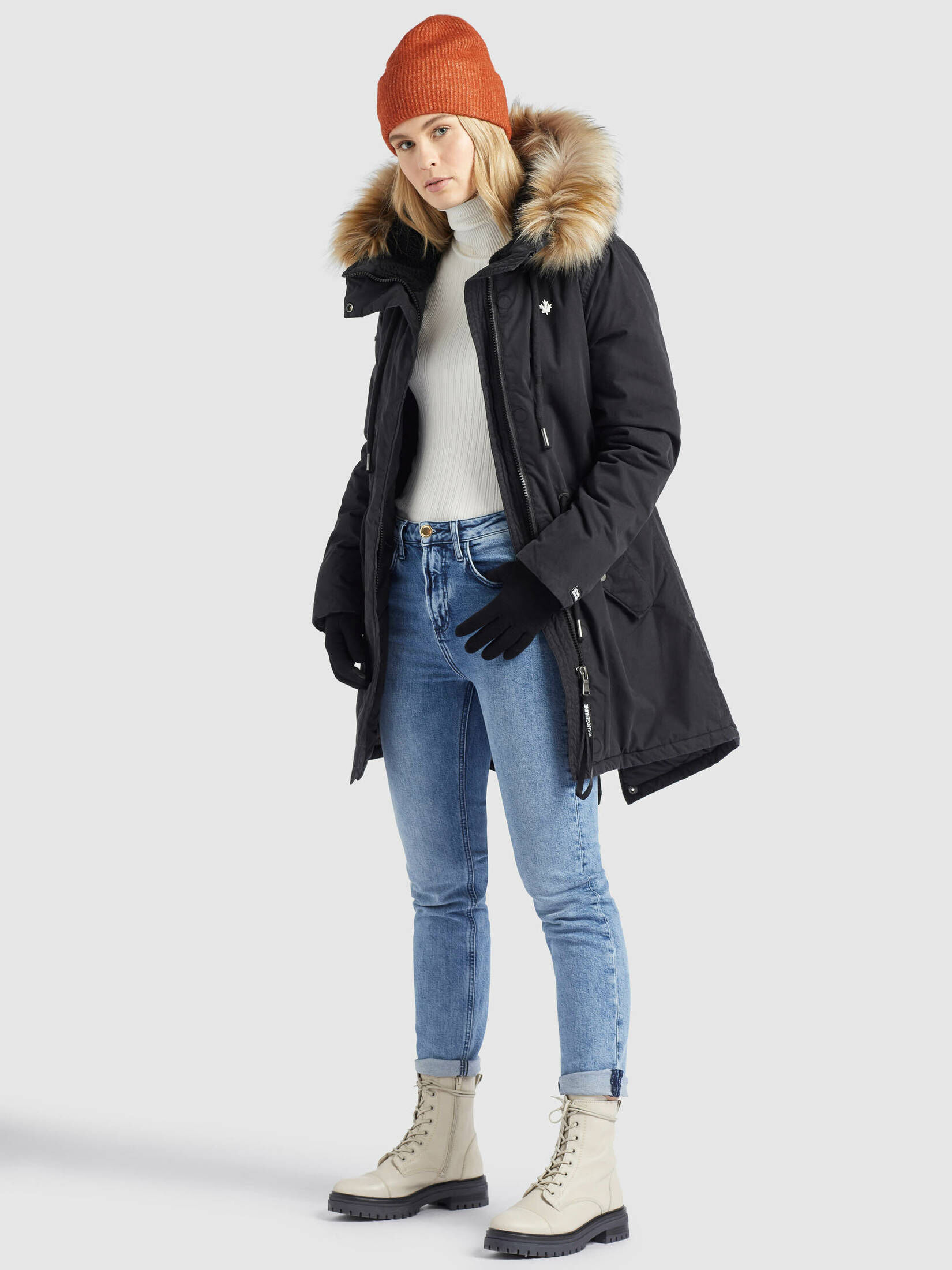 ONLY Damen Parka Mantel Jacke Mit Kunstfell-Kapuze 2-Pockets Shadow Grün