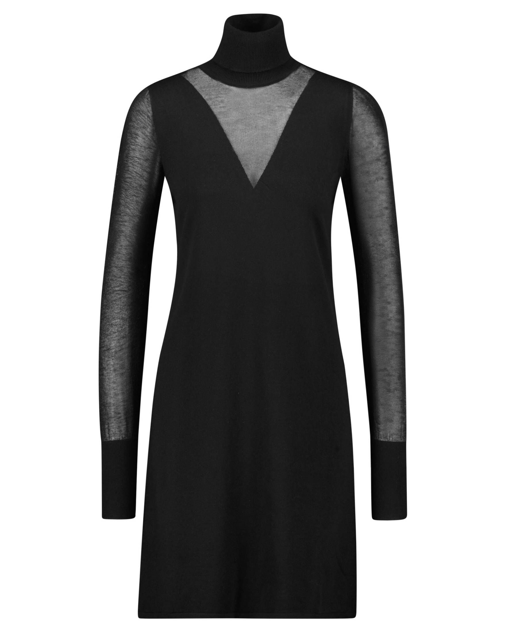 Elegantes dunkelblaues Strickkleid mit Rollkragen