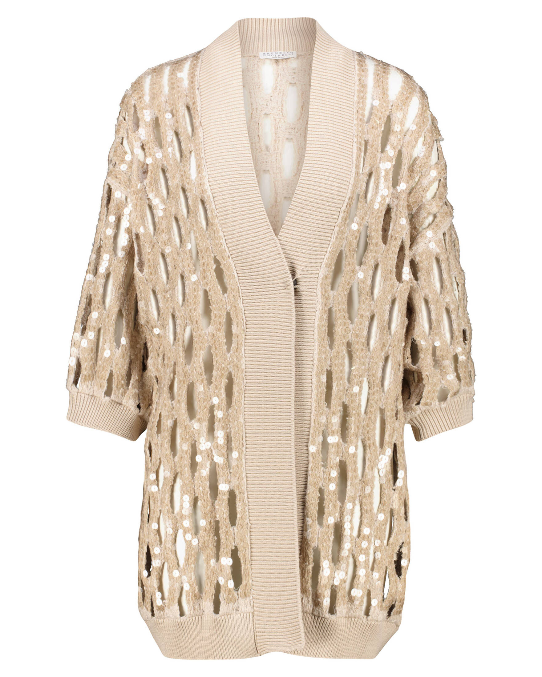 Damen Leinen Cardigan Mit 3/4 Ärmeln - Leichter Strickjacke Als Bikini Cover Up