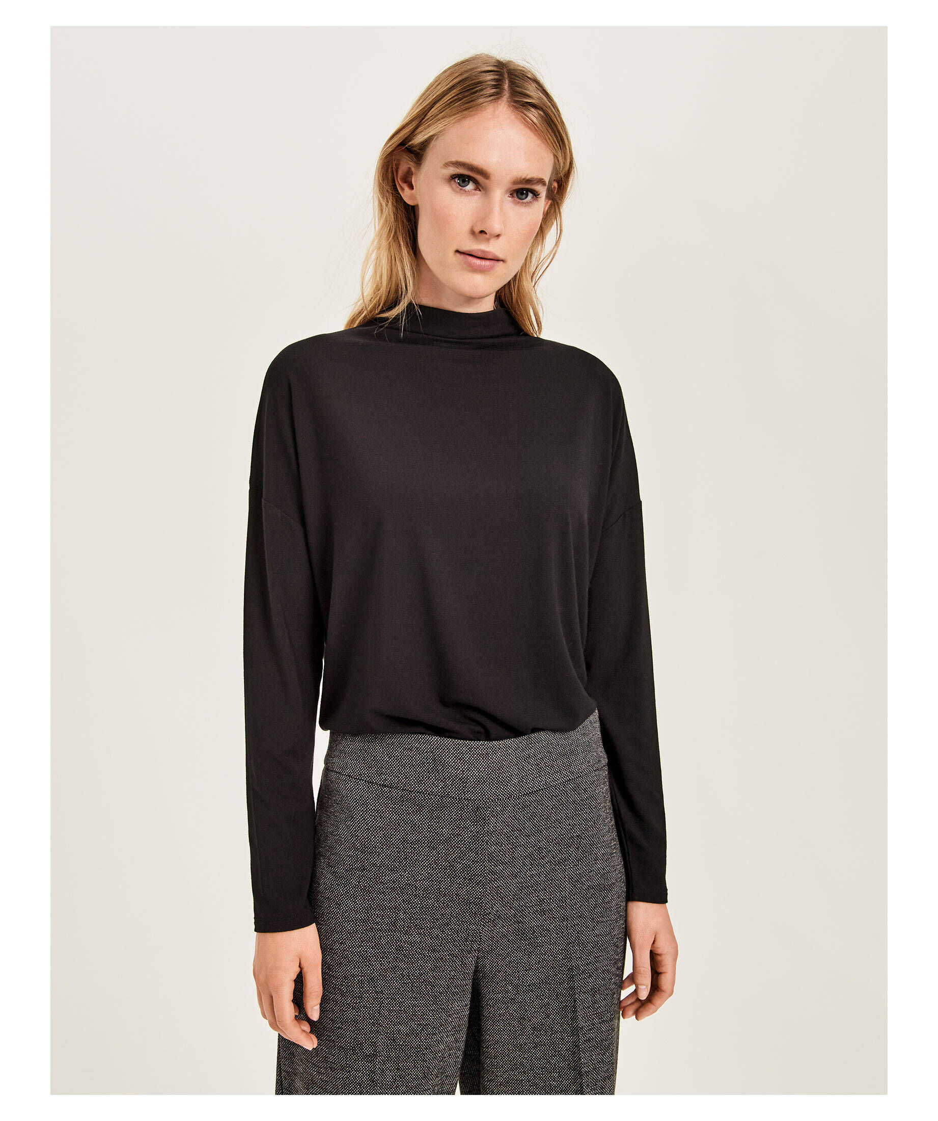 OPUS Damen Langarmshirt SOMOKO - Weiches Jersey Rippshirt Mit V-Ausschnitt