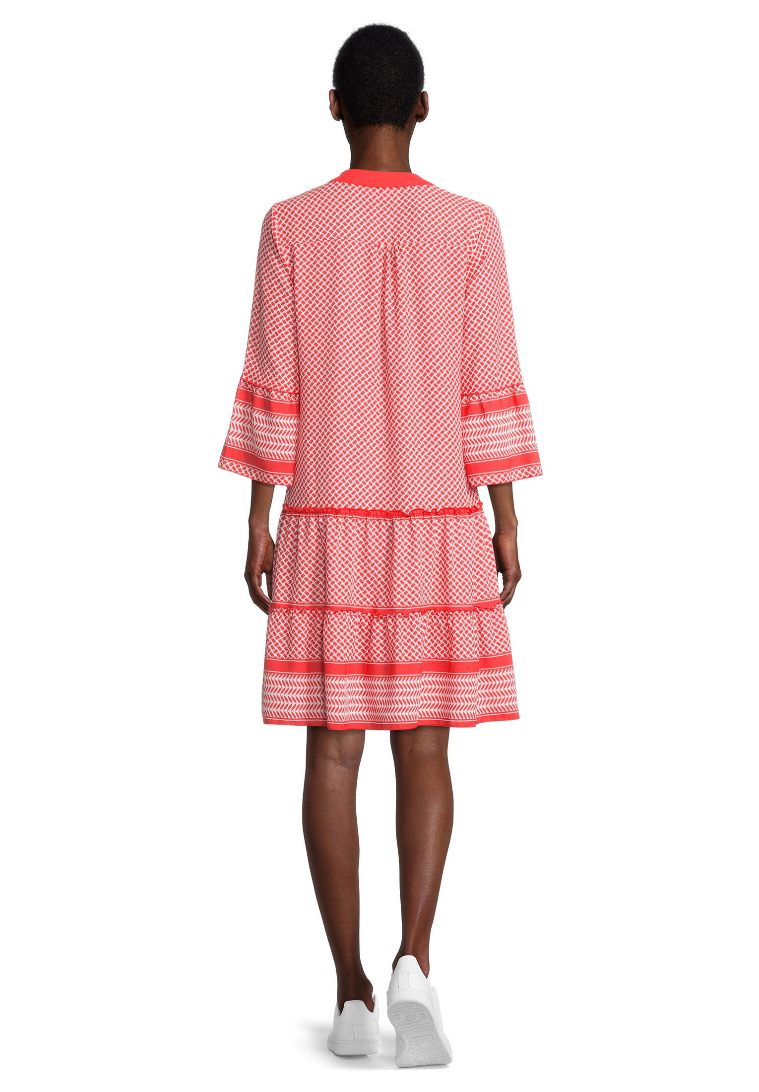 Cartoon Damen Kleid Mit 3/4 Ärmeln - Figurbetontes Sommerkleid Mit Grafikdesign