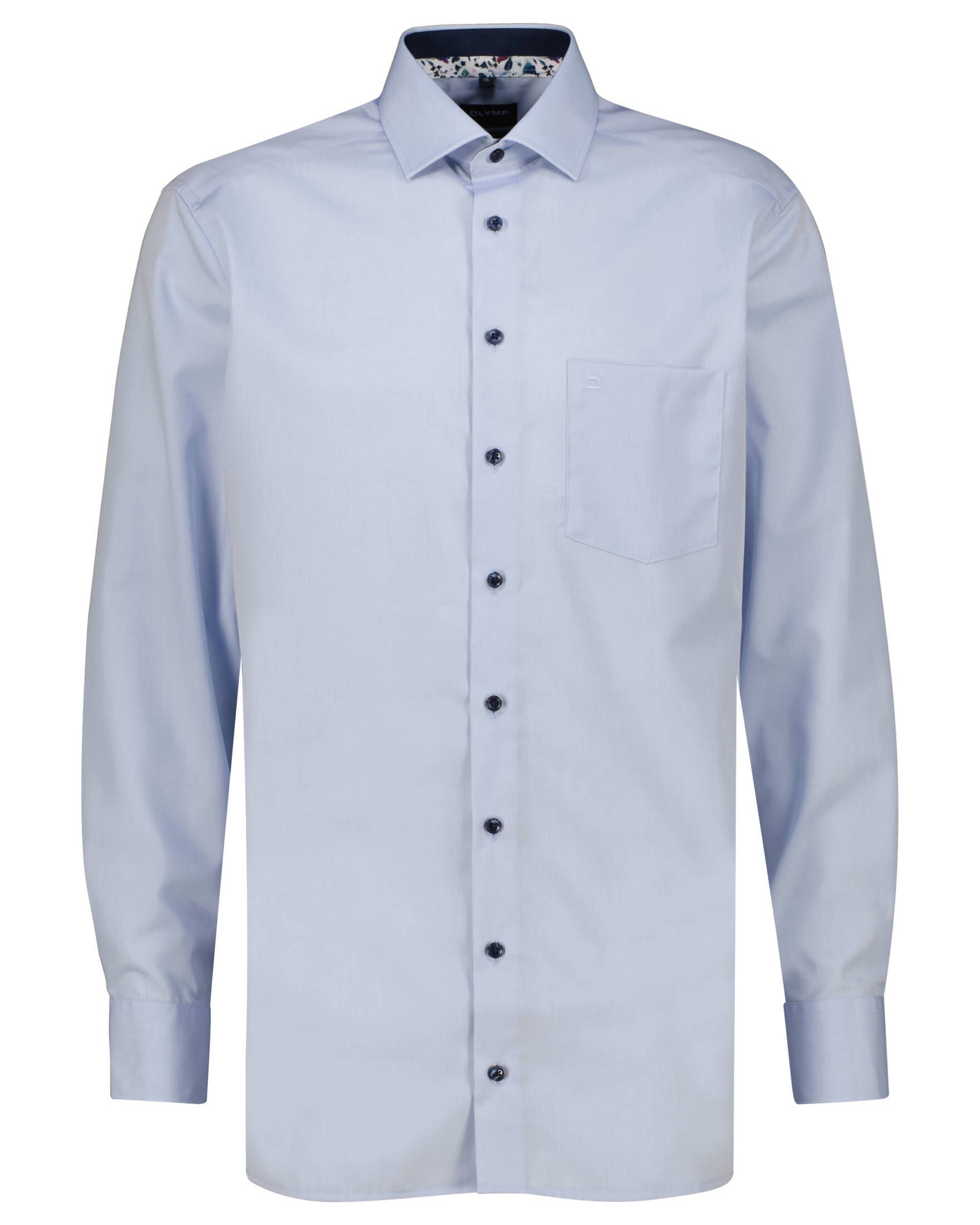 OLYMP Camicia Uomo Maniche Lunghe Luxor Modern Fit – Finta Tinta Unita, 19 Global Kent, Blu, Taglia 48 - 2