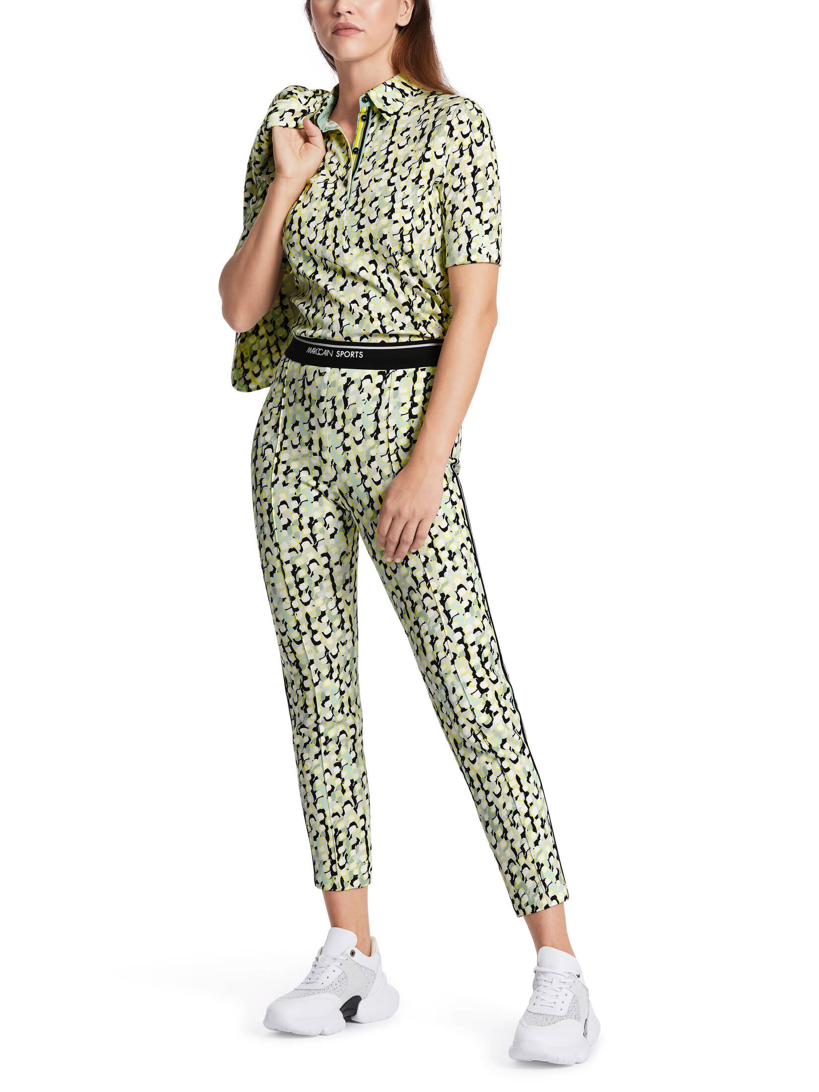 Marc Cain Pants Women's SOFIA Slim Fit Trousers With Logo Waistband AP 81.41 W01 Col 153