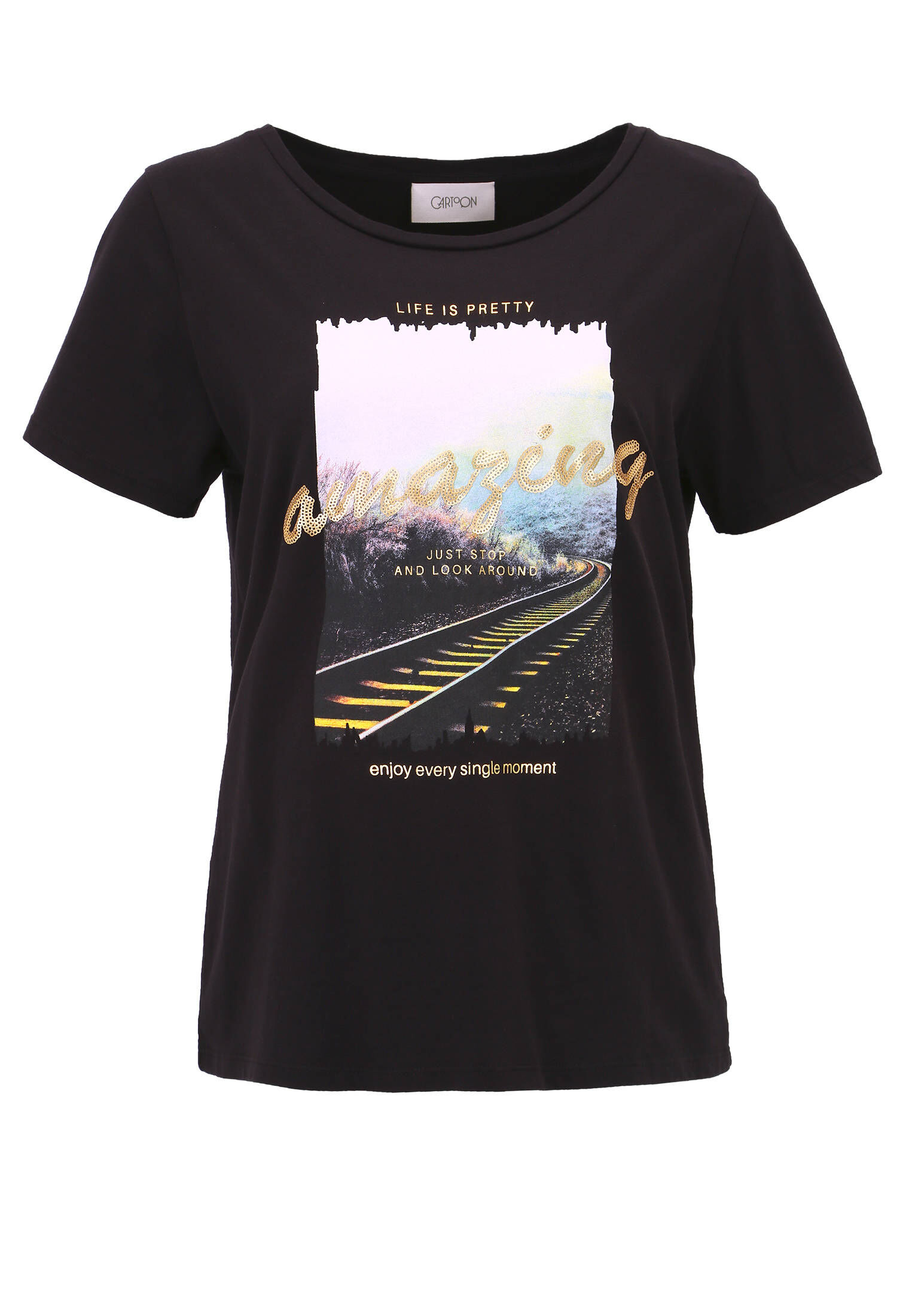 MUSTANG Damen Halbarm-Shirt Mit Auffälligem Print – Weiche Baumwolle, Lässiger Schnitt, Rundhals