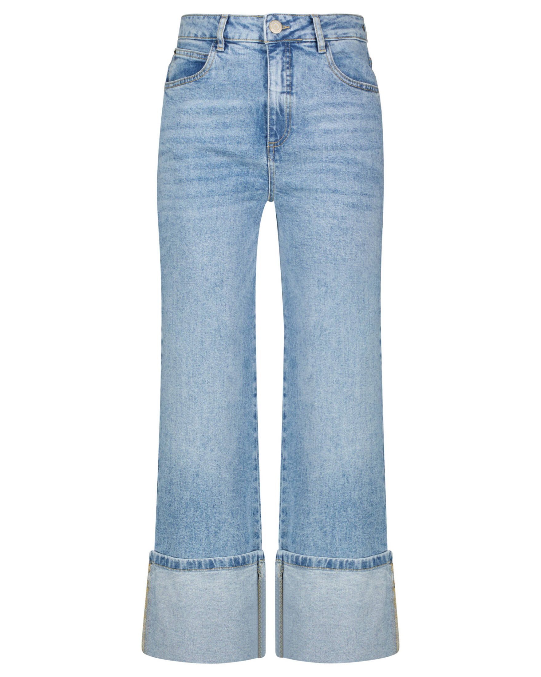 OPUS Damen Wide Leg Jeans - Cropped Mit XL Umschlag In Dunkler Waschung