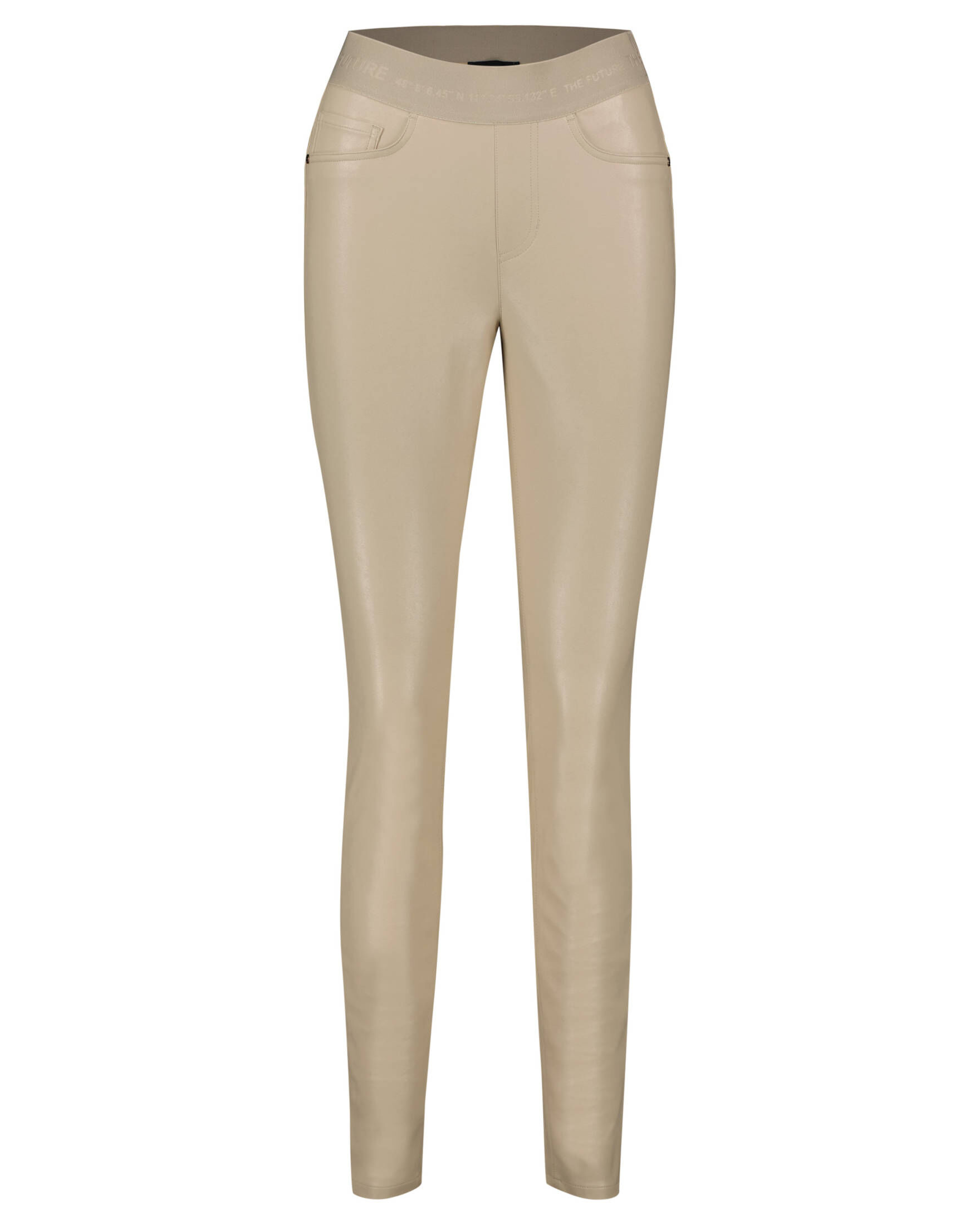 Damen-Hose Mit Hoher Taille, Glänzend, Wet-Look