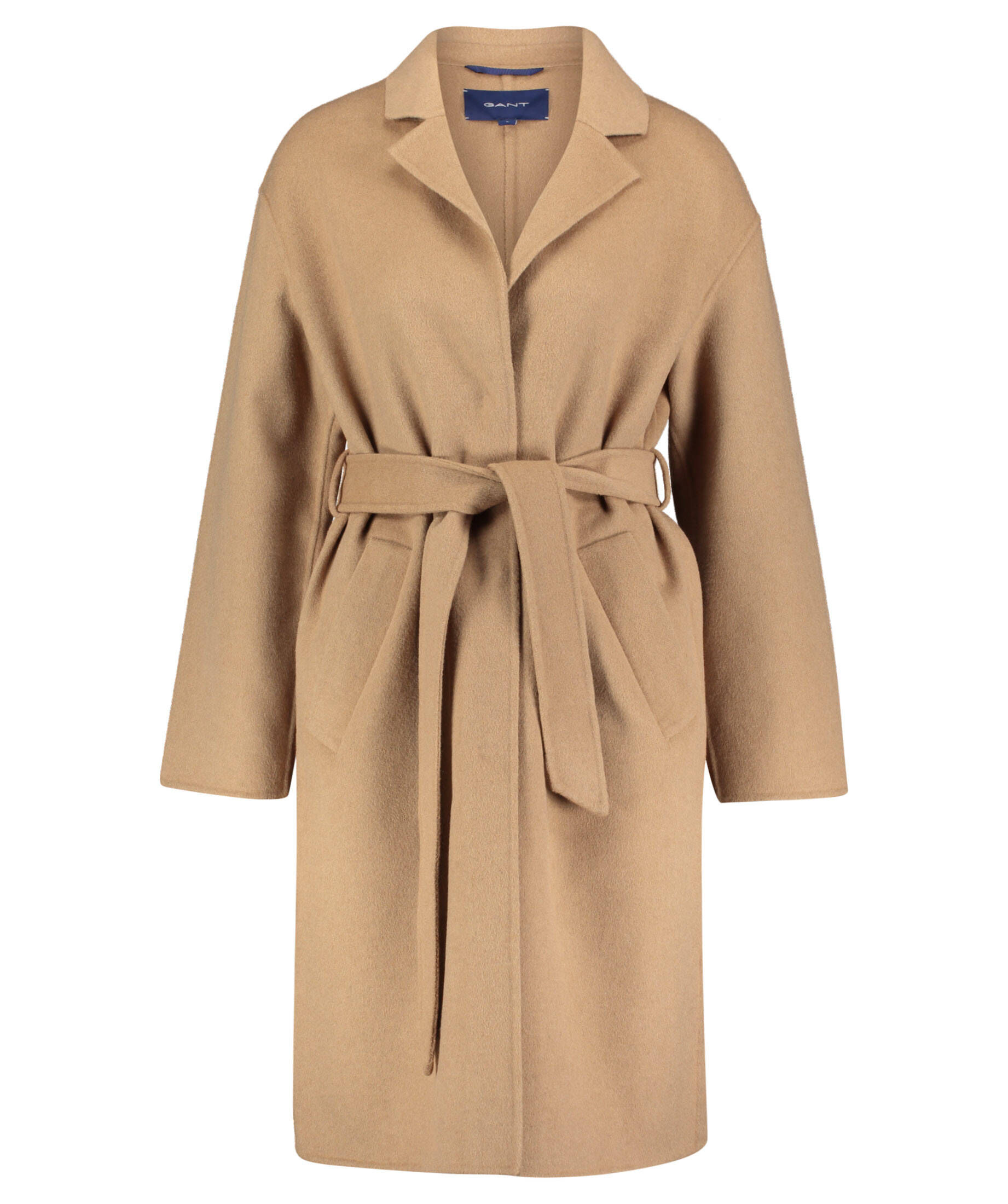 wool blend belted coat