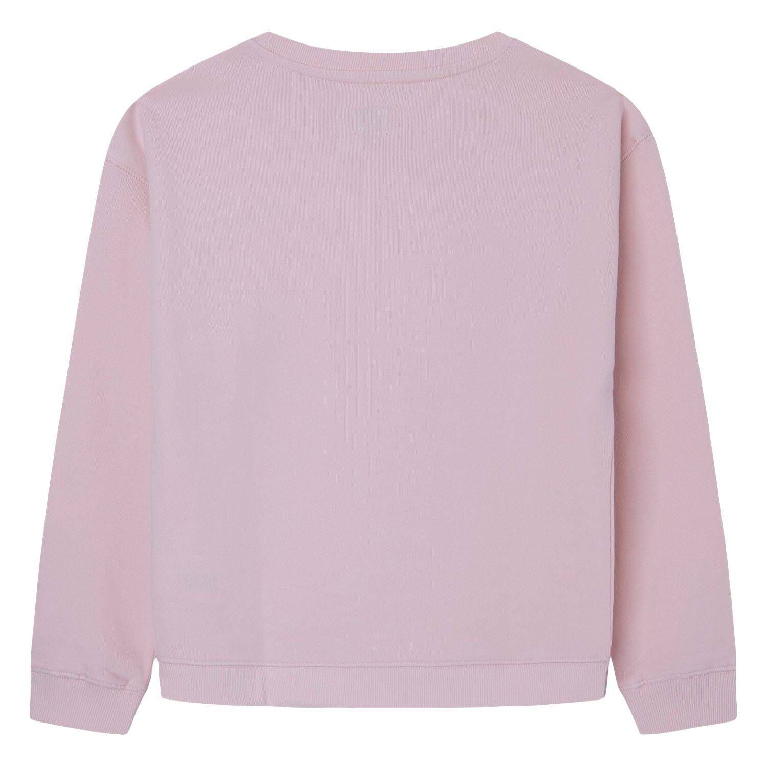 Sweat-shirt Fille Pepe Jeans - 100% Coton, Coupe Régulière, Manches Longues - Couleur Rose, Logo Brodé - Pour Tous Les Jours - 2