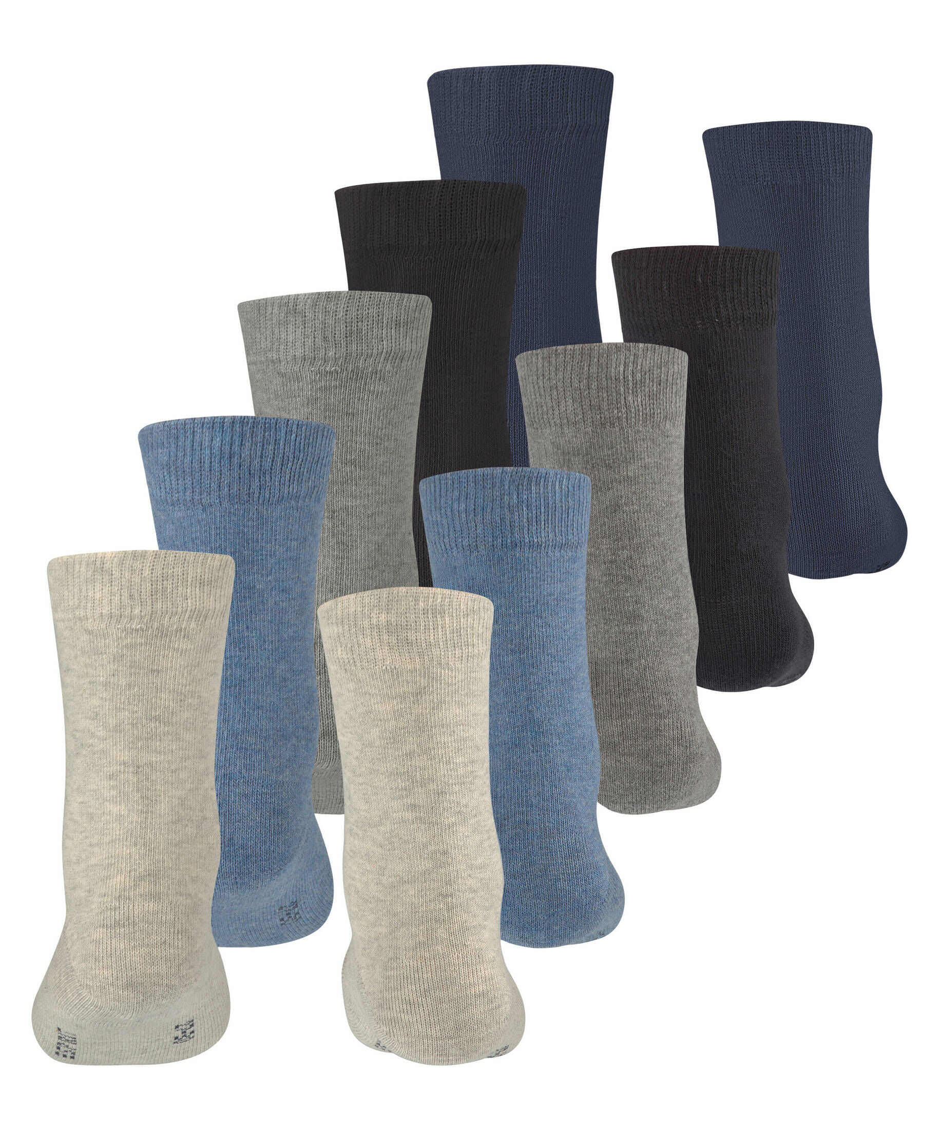 ESPRIT Uniseks-kind Sokken Solid Mix Multipack K So katoen eenkleurig 5 paar, Veelkleurig Black Blue Beige Grey 0070, 35-38